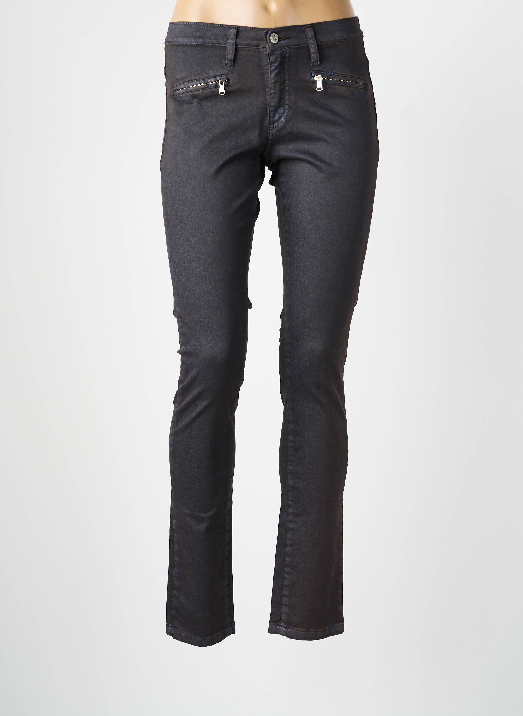 Pantalon slim poches marron DESGASTE femme