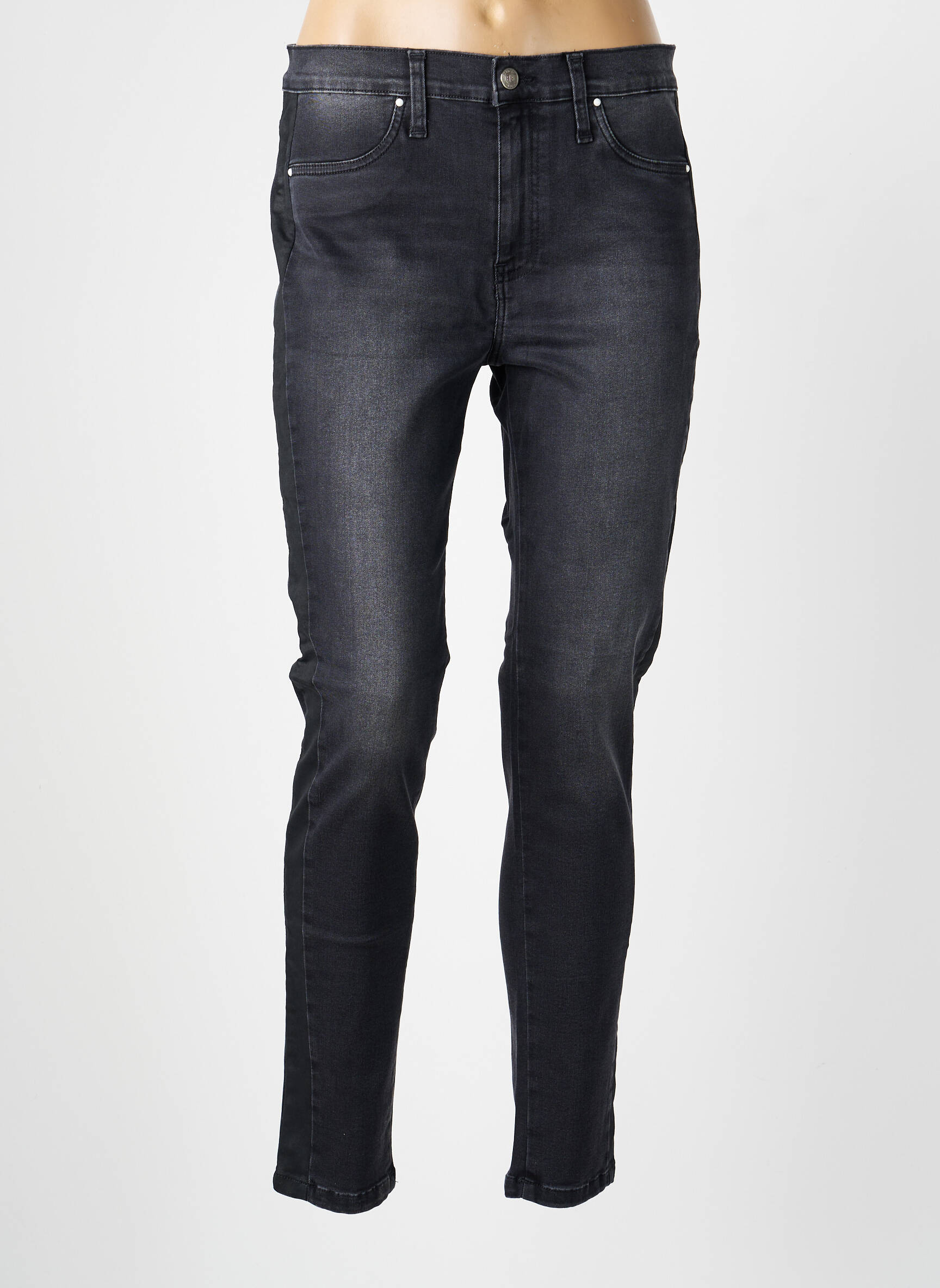 Jeans coupe slim poches gris DESGASTE femme