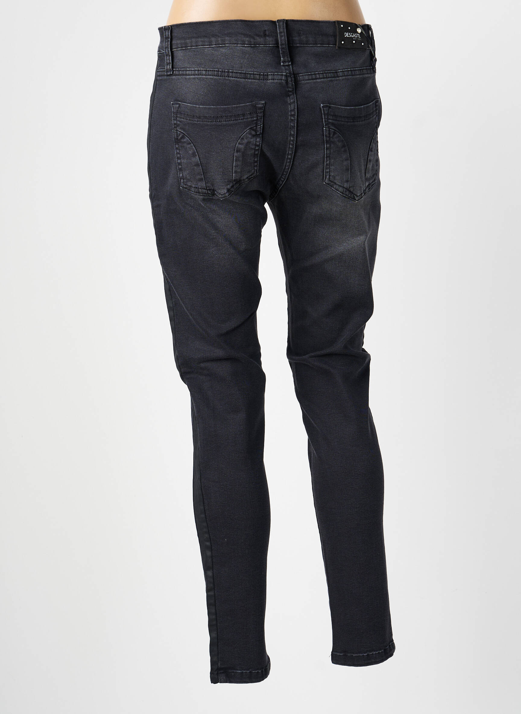 Jeans coupe slim poches gris DESGASTE femme