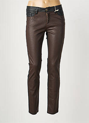 Pantalon slim taille normale taille normale marron MAYJUNE femme