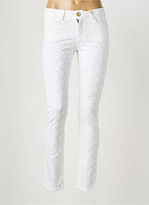 Pantalon slim tissage popeline taille normale blanc MAYJUNE femme