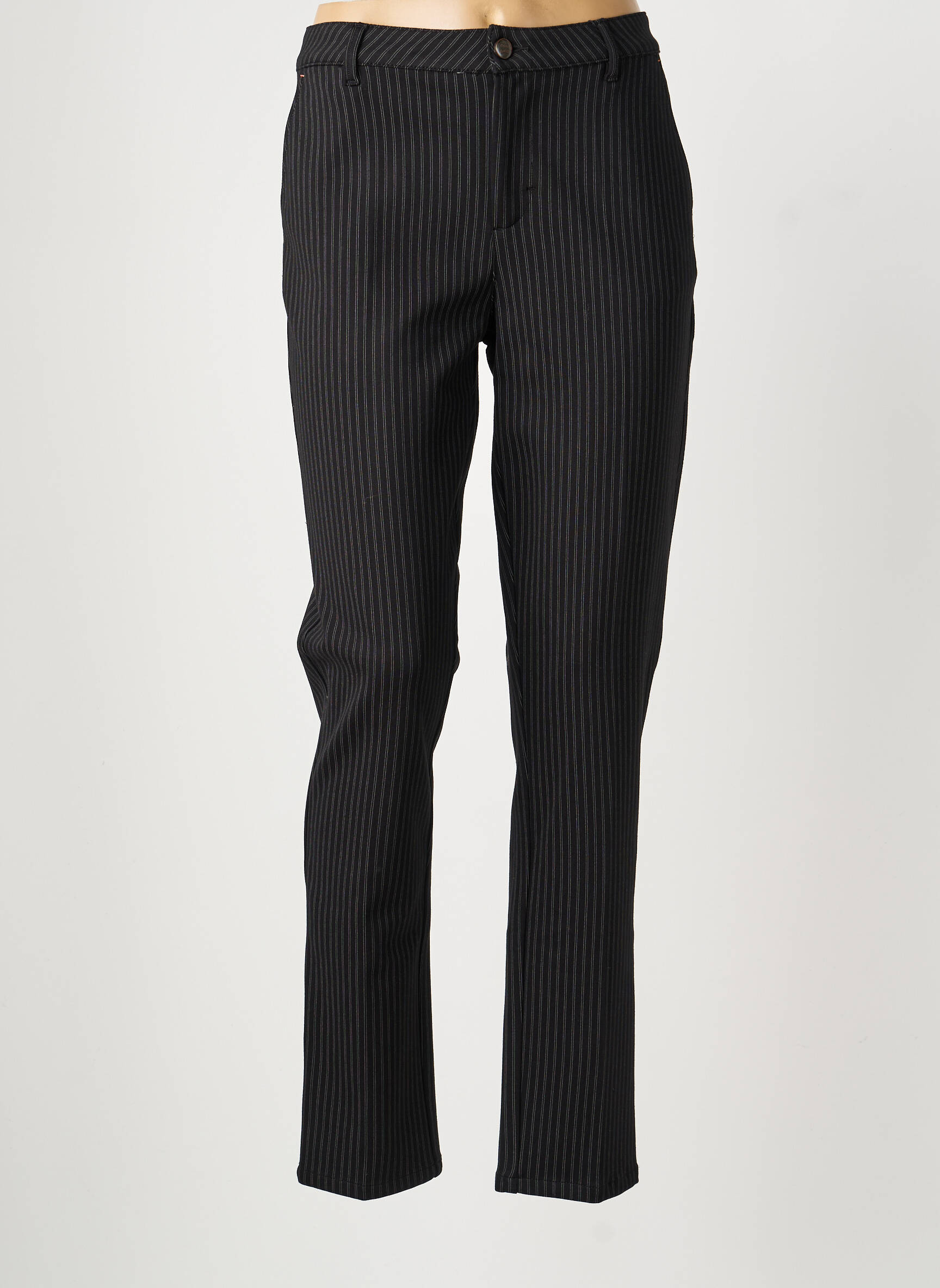 Pantalon chino tissage popeline taille normale noir MAYJUNE femme