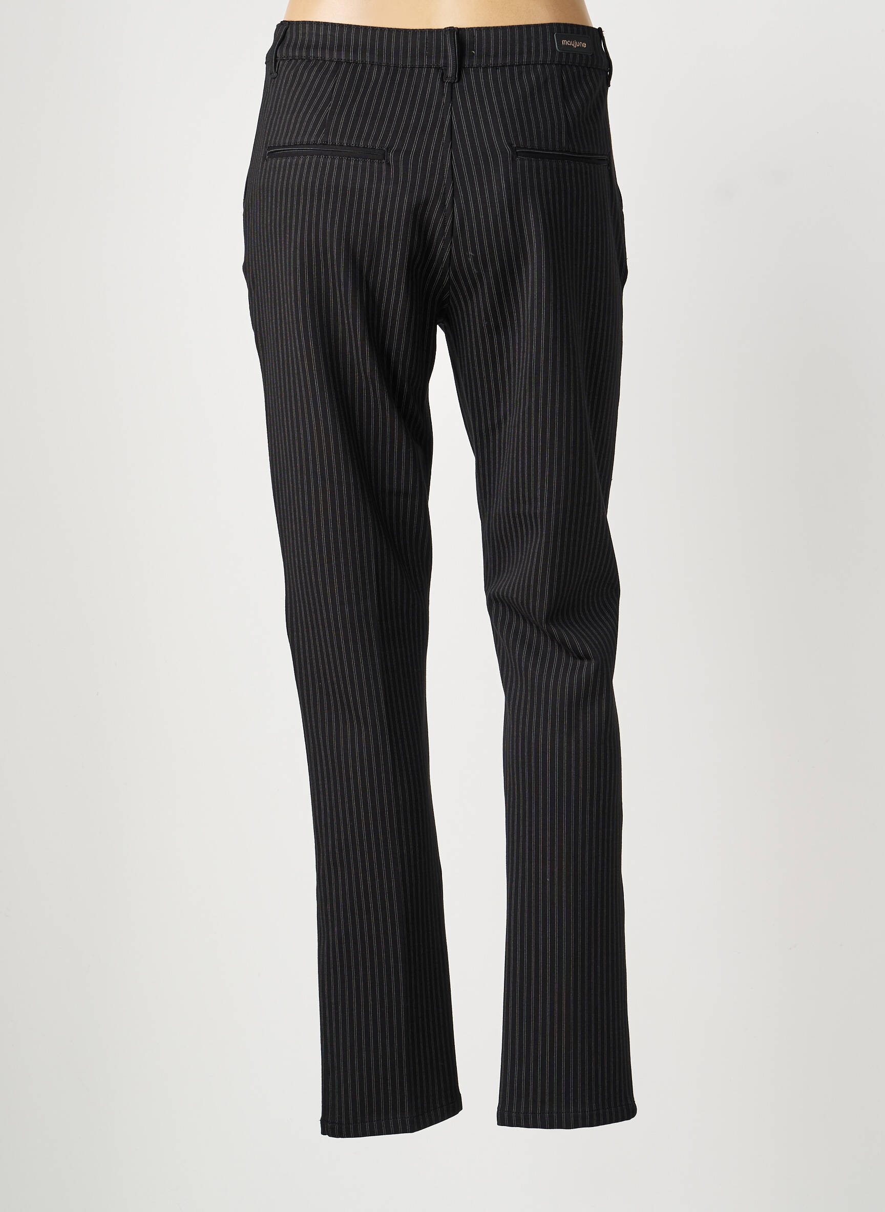 Pantalon chino tissage popeline taille normale noir MAYJUNE femme