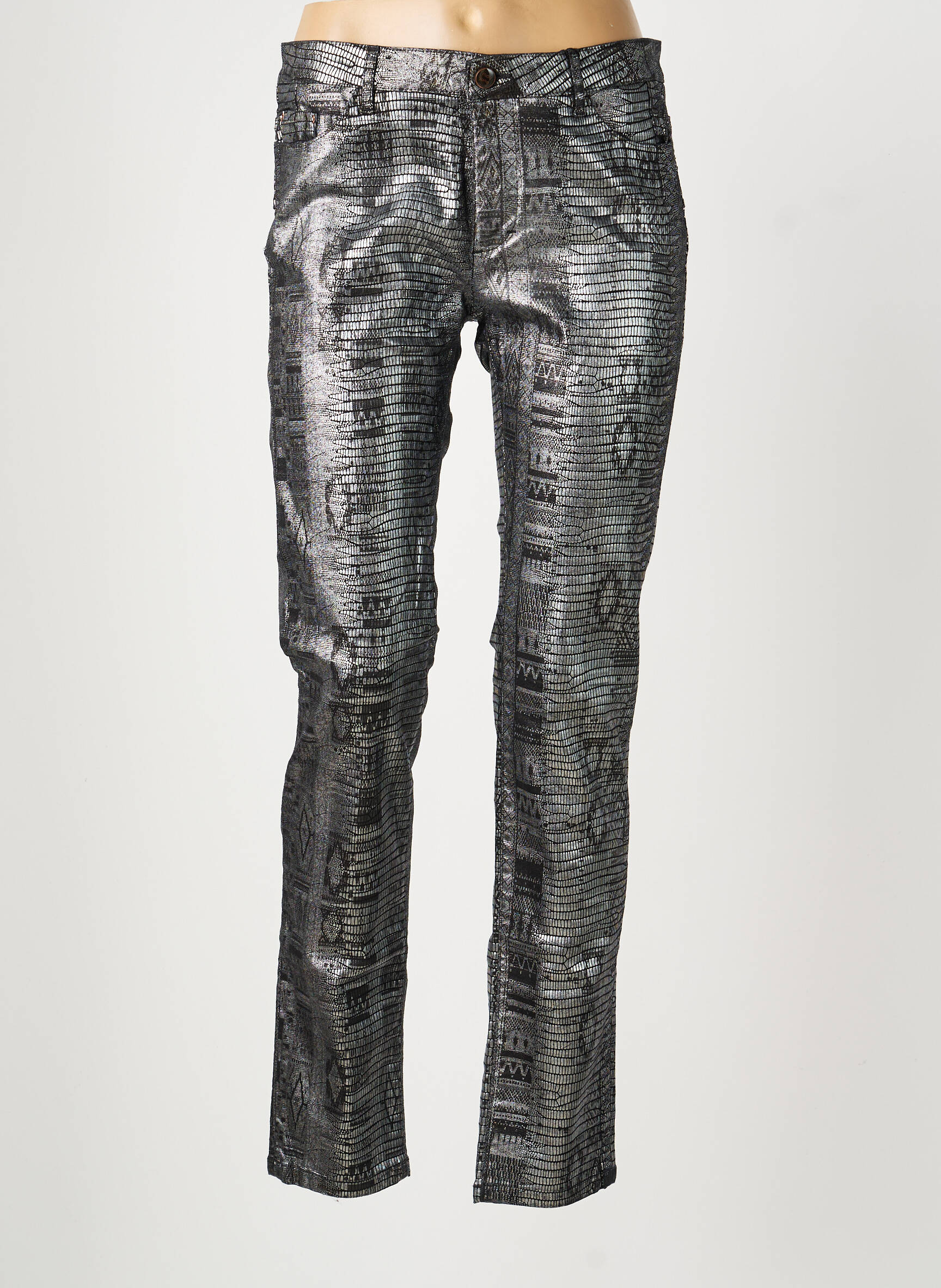 Pantalon slim taille normale taille normale gris MAYJUNE femme