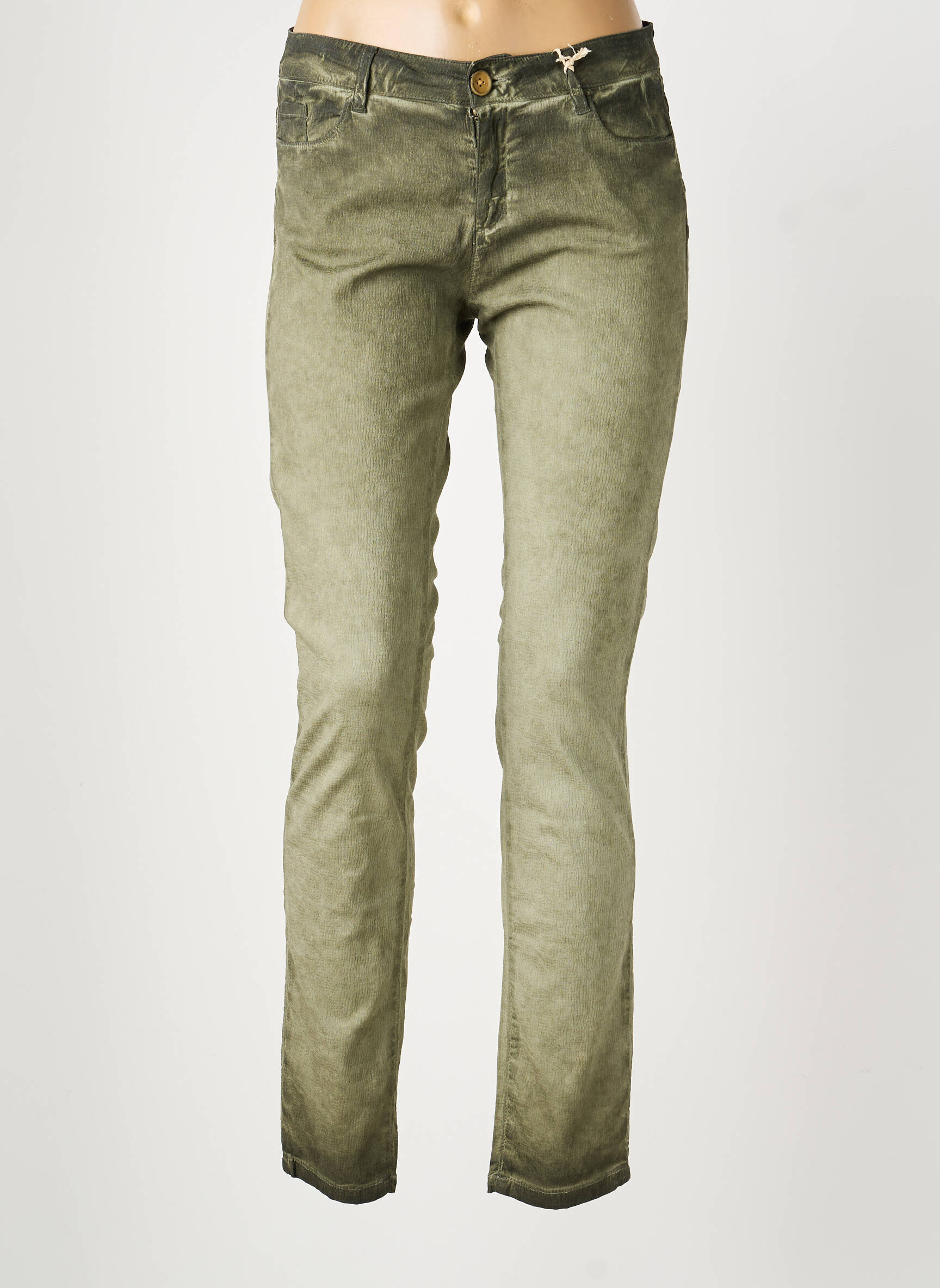 Pantalon slim taille normale taille normale vert MAYJUNE femme