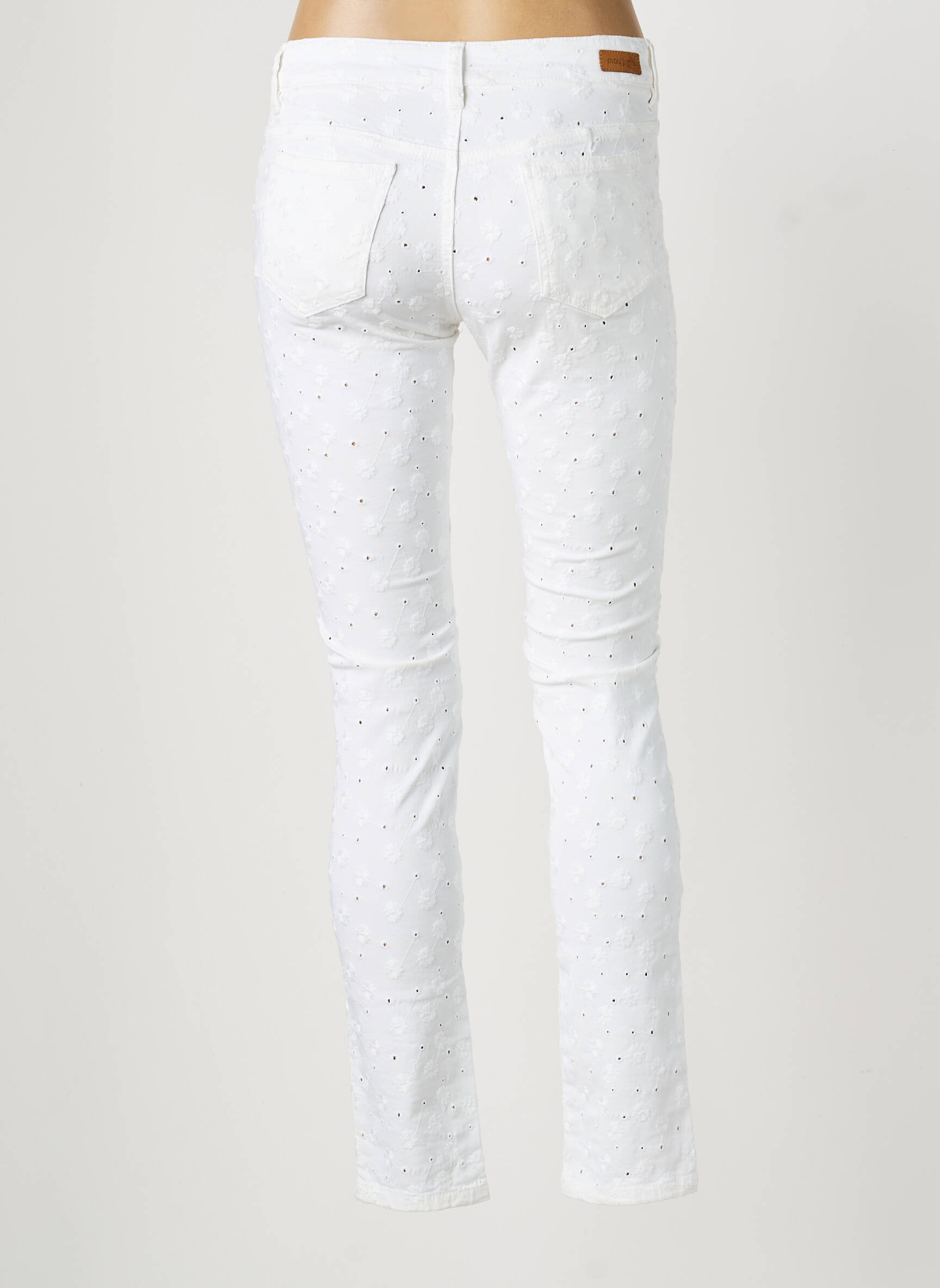 Pantalon slim tissage popeline taille normale blanc MAYJUNE femme