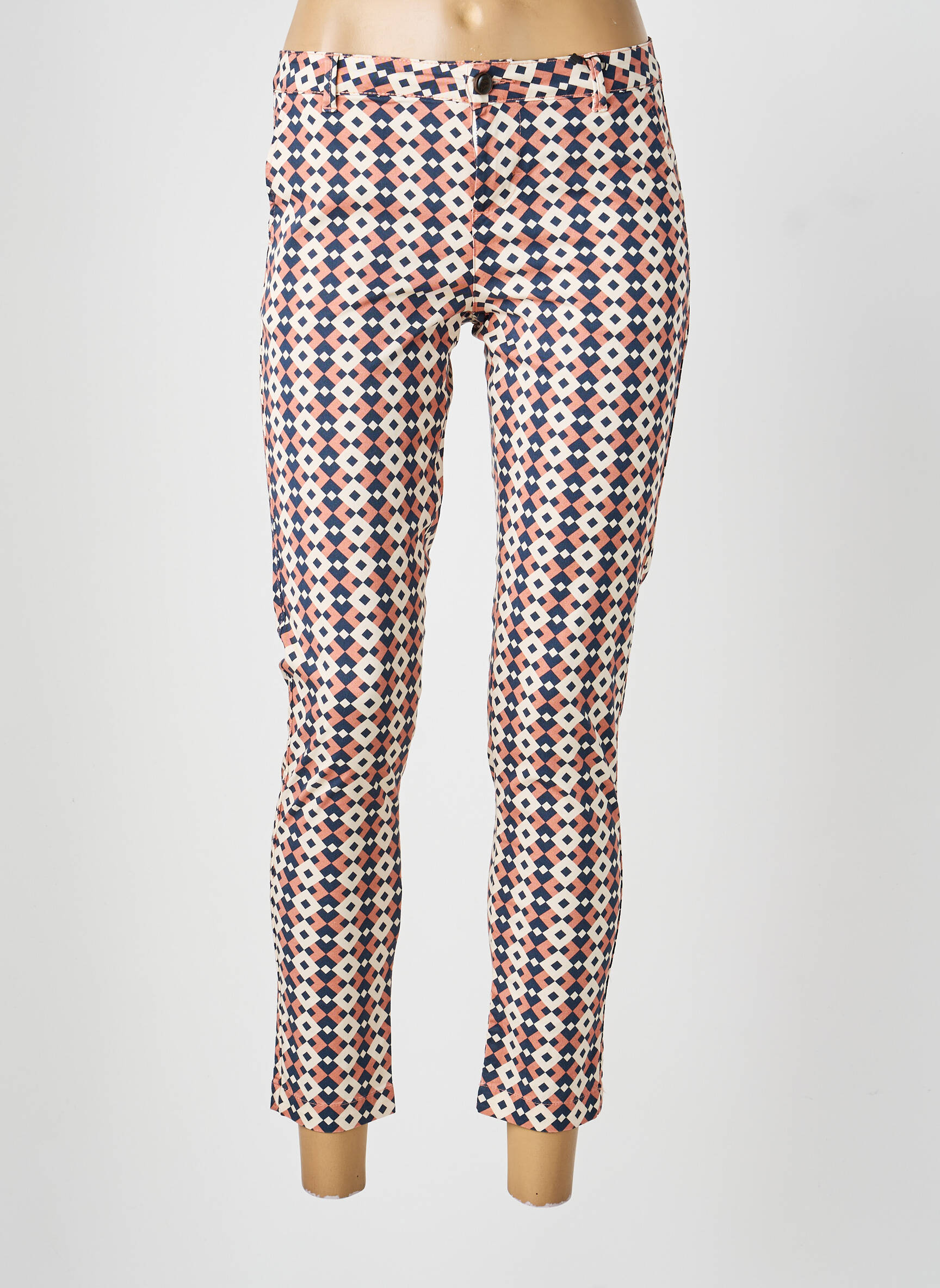Pantalon 7/8 tissage popeline taille normale rose MAYJUNE femme