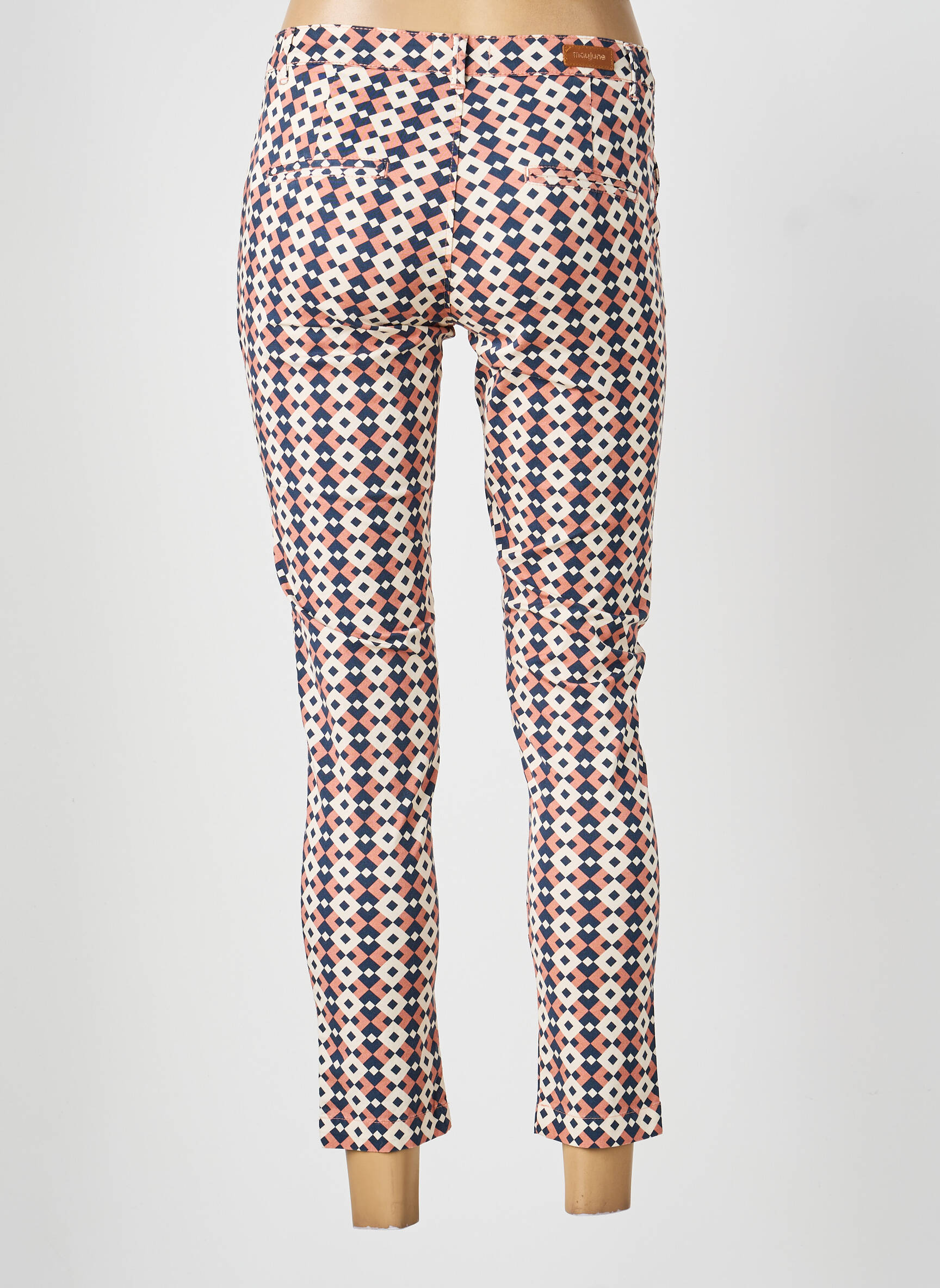 Pantalon 7/8 tissage popeline taille normale rose MAYJUNE femme
