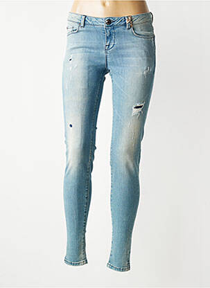 Jeans coupe slim effet usé délavé taille normale bleu SILVIAN HEACH femme