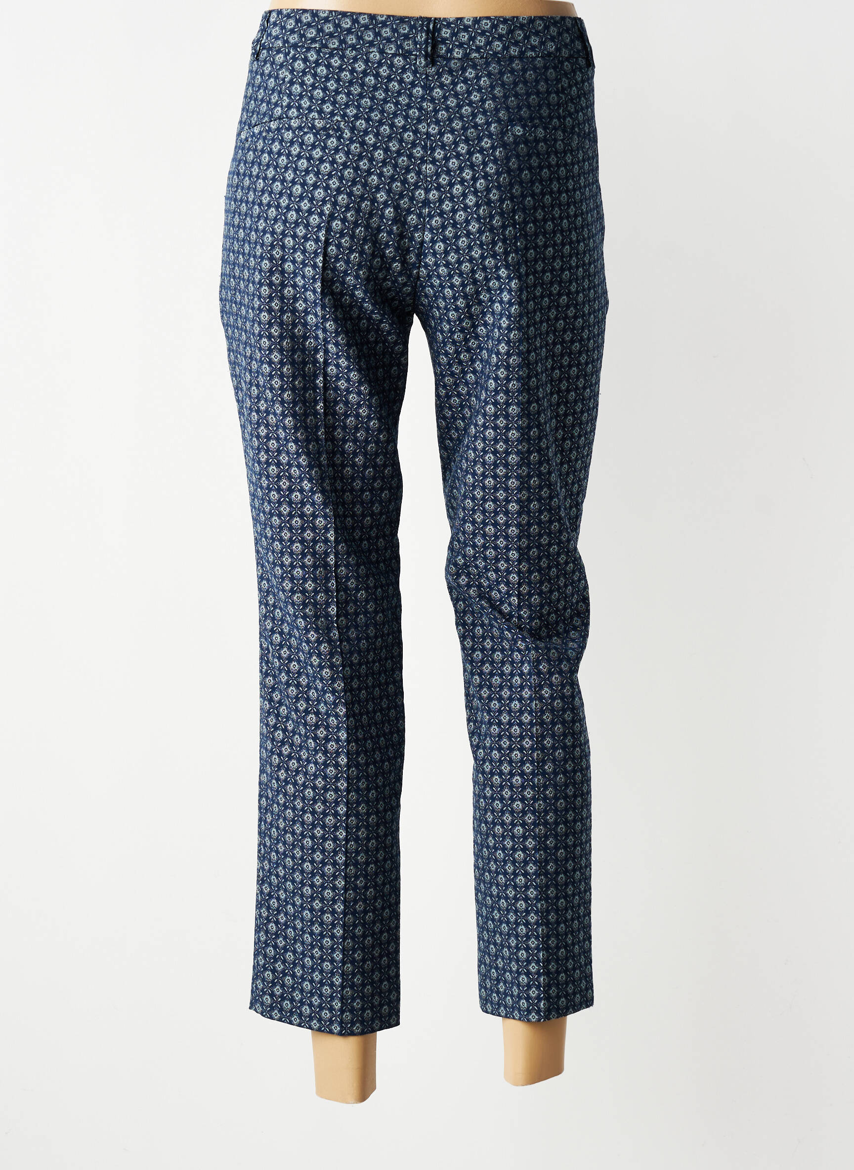 Pantalon 7/8 fermeture zippée sous rabat avec crochet taille normale bleu GERARD DAREL femme
