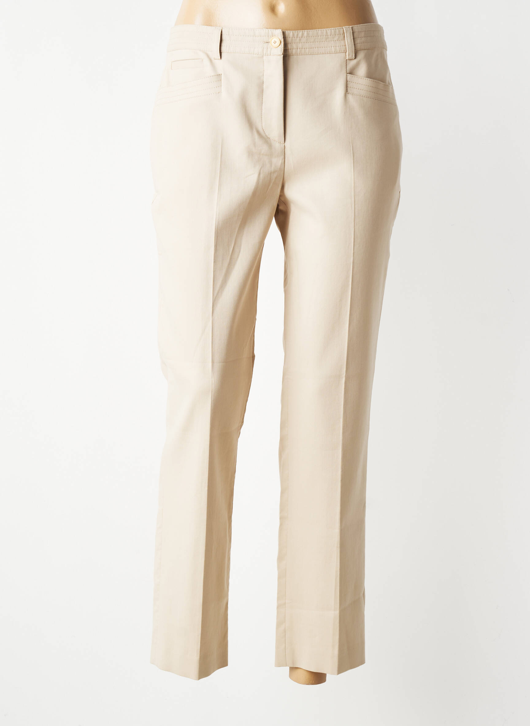 Pantalon chino fermeture zippée sous rabat boutonné taille haute beige GERARD DAREL femme