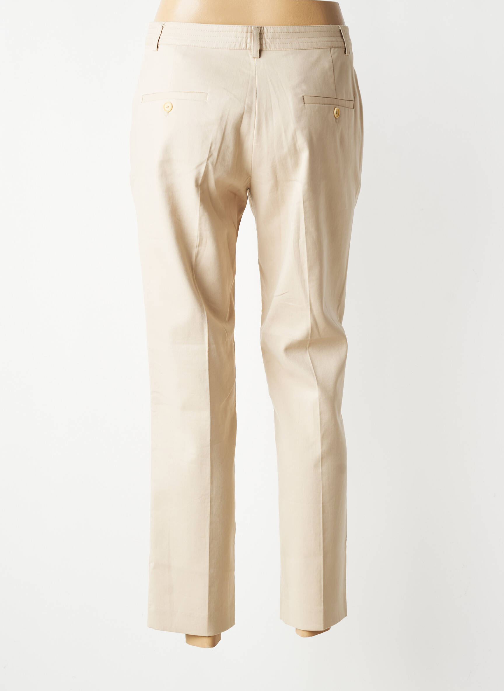 Pantalon chino fermeture zippée sous rabat boutonné taille haute beige GERARD DAREL femme