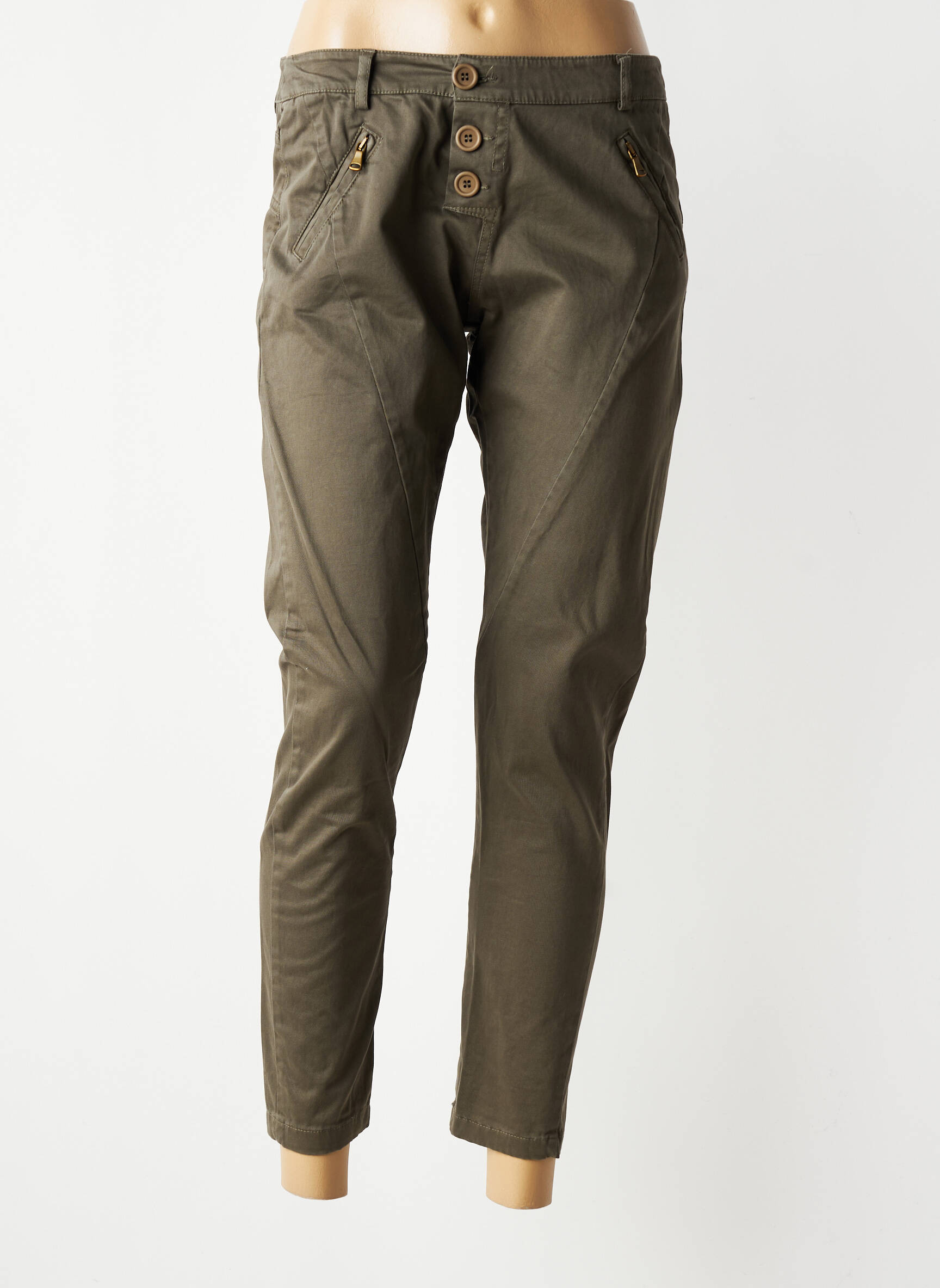 Pantalon 7/8 stretch taille normale vert KOSMIKA femme