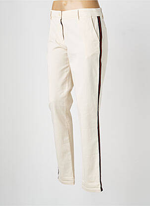 Pantalon droit fermeture zippée sous rabat boutonné beige ESSENTIEL ANTWERP femme