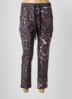Pantalon 7/8 taille élastique marron ACCESS FASHION femme