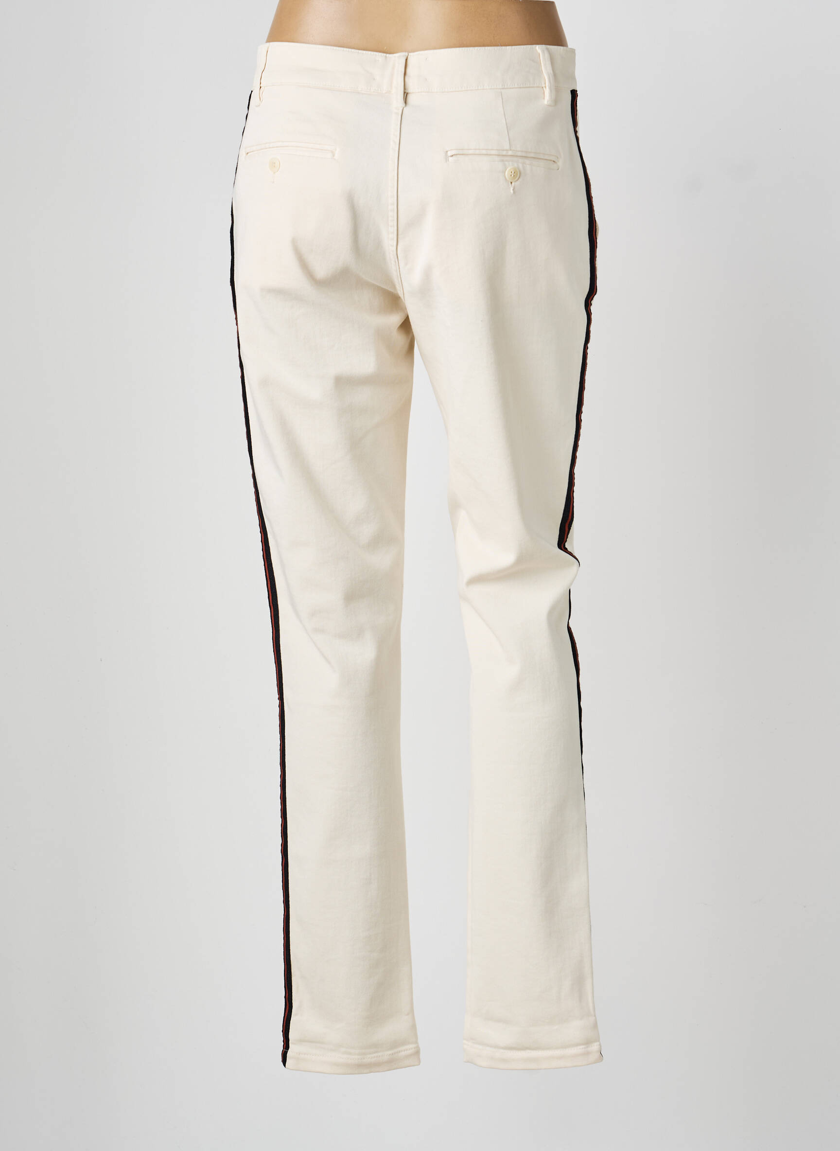 Pantalon droit fermeture zippée sous rabat boutonné beige ESSENTIEL ANTWERP femme