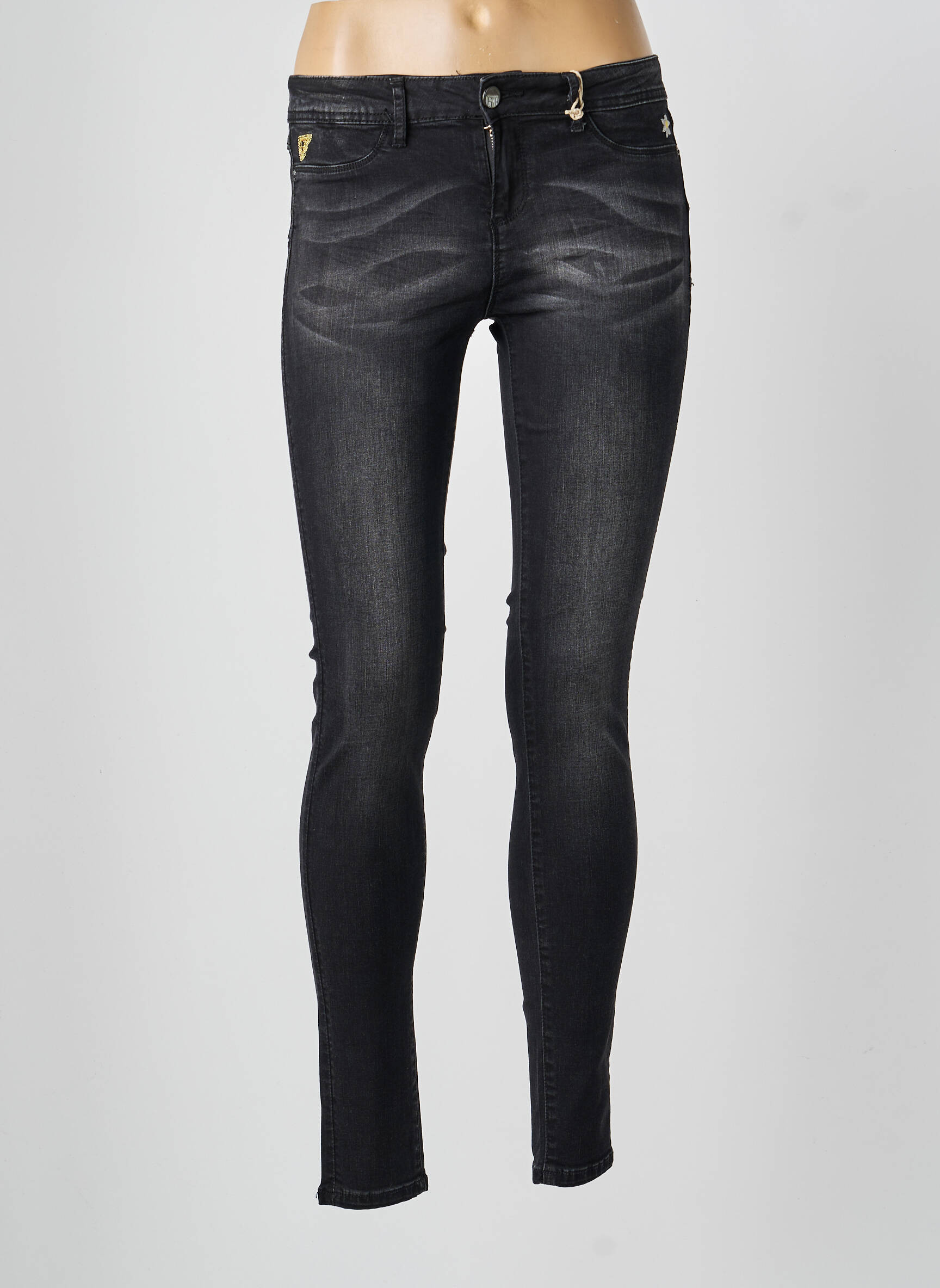 Jeans coupe slim poches noir DESIGUAL femme