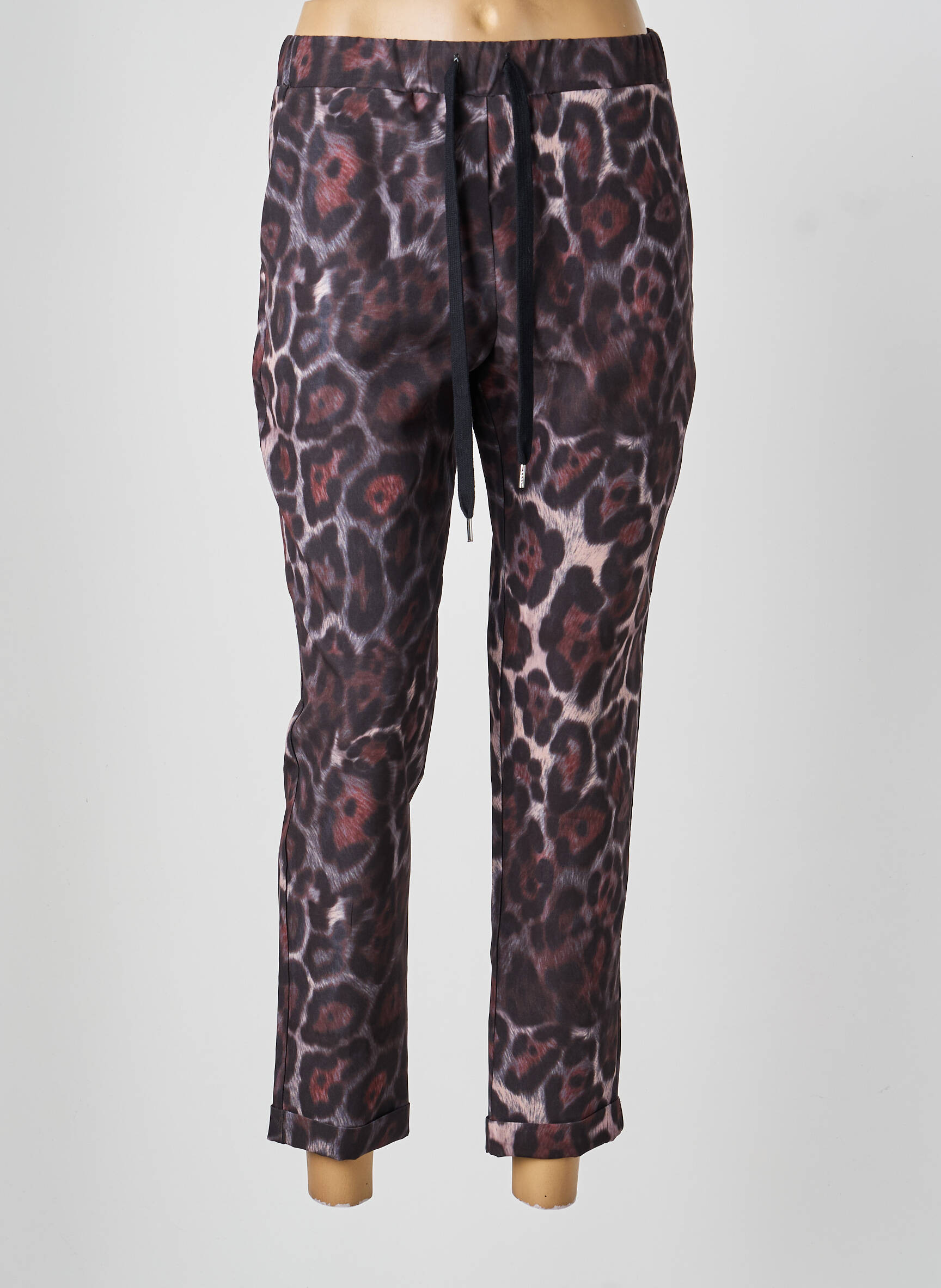 Pantalon 7/8 taille élastique marron ACCESS FASHION femme
