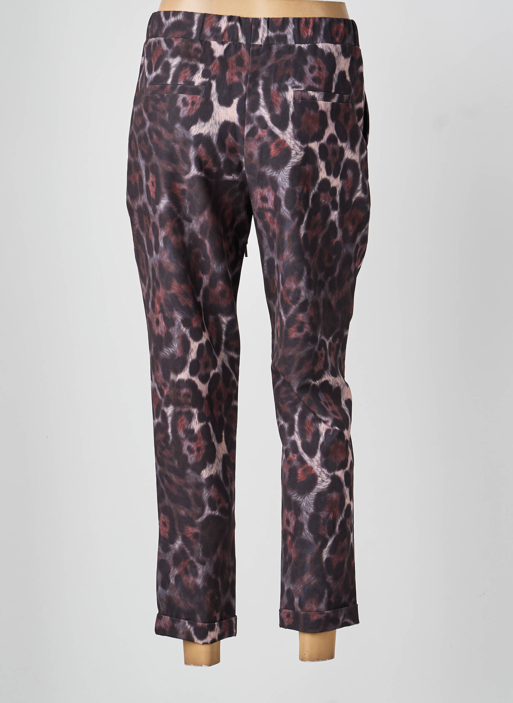 Pantalon 7/8 taille élastique marron ACCESS FASHION femme