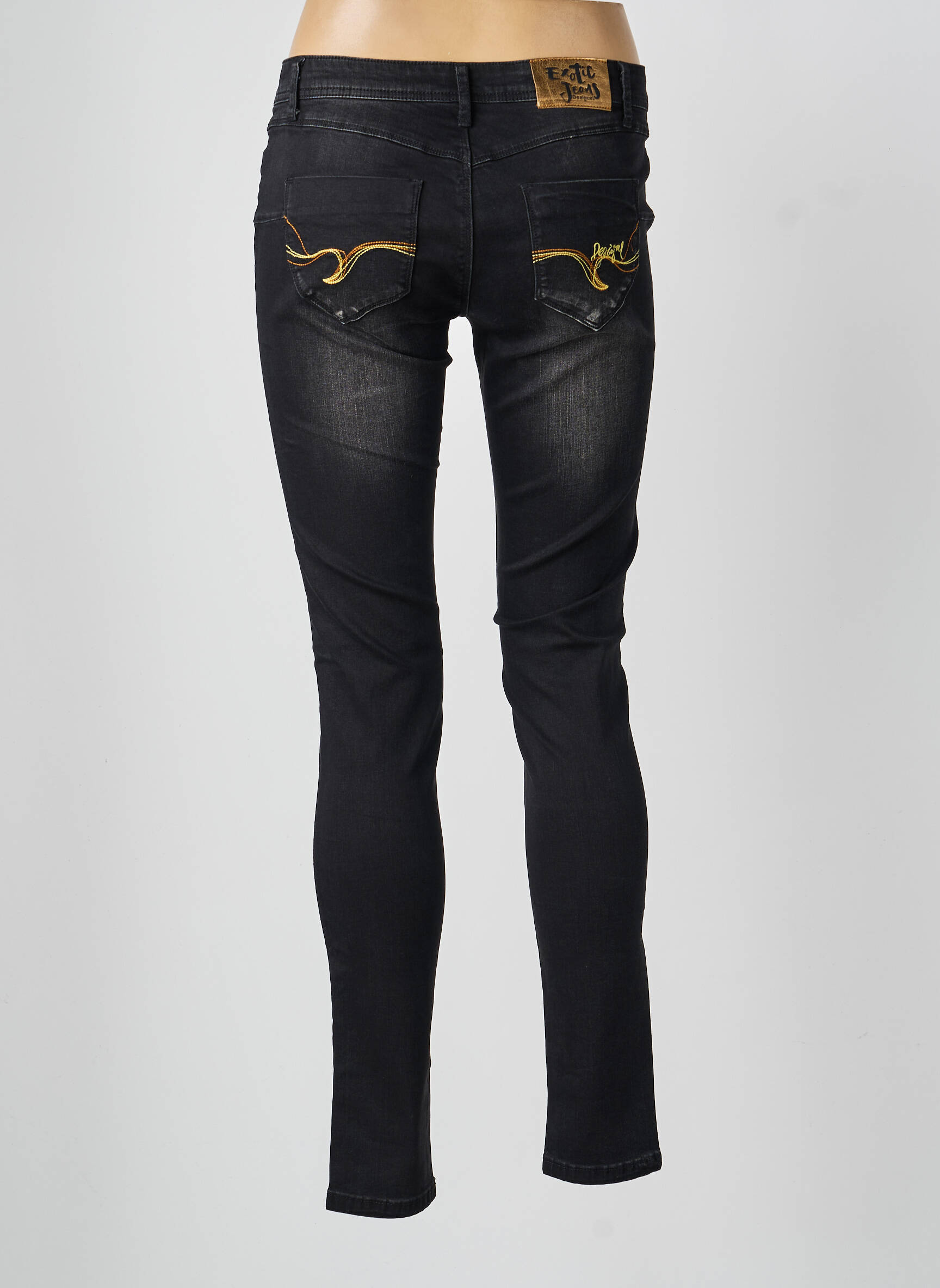 Jeans coupe slim poches noir DESIGUAL femme