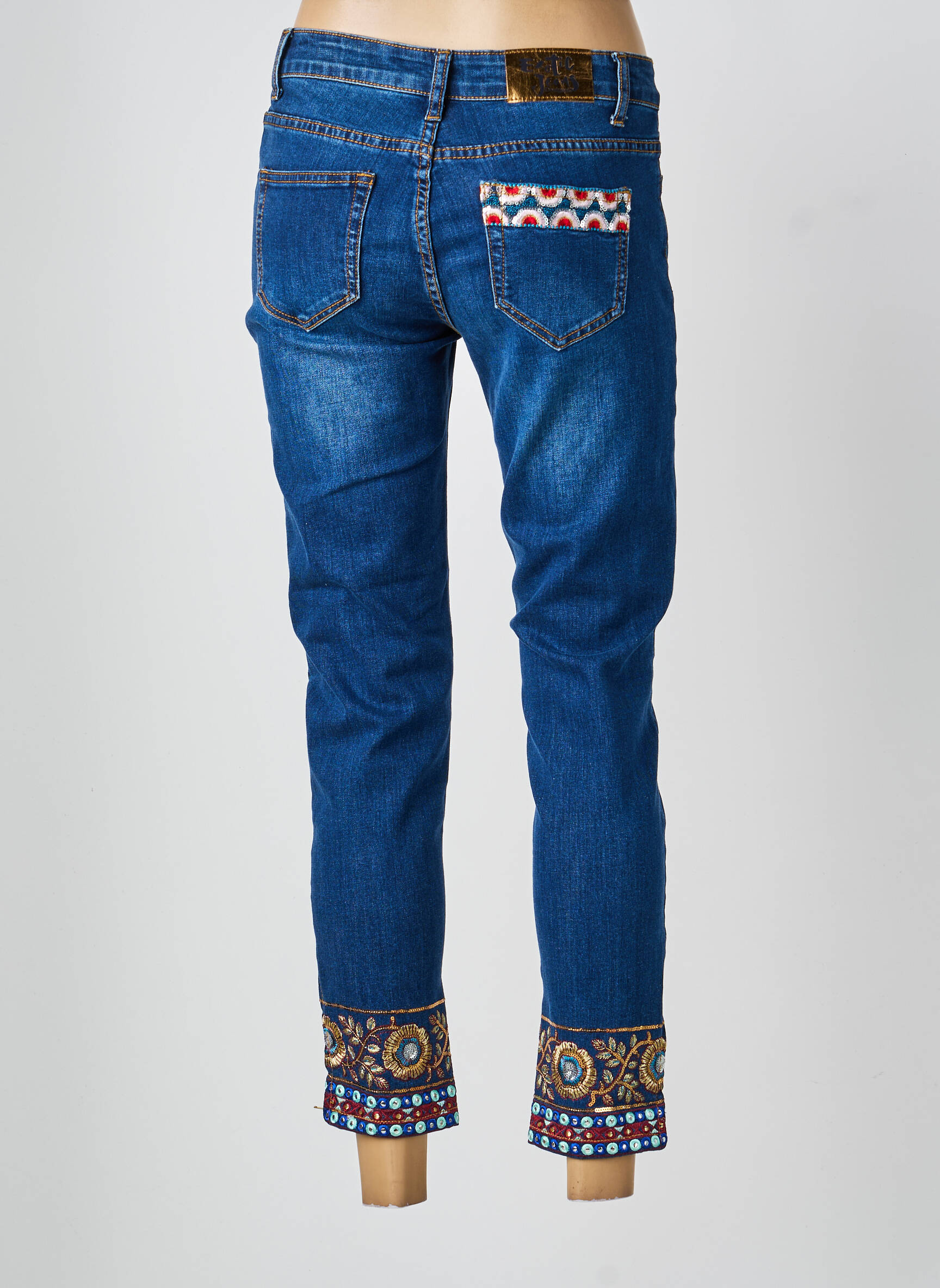 Jeans coupe slim poches bleu DESIGUAL femme