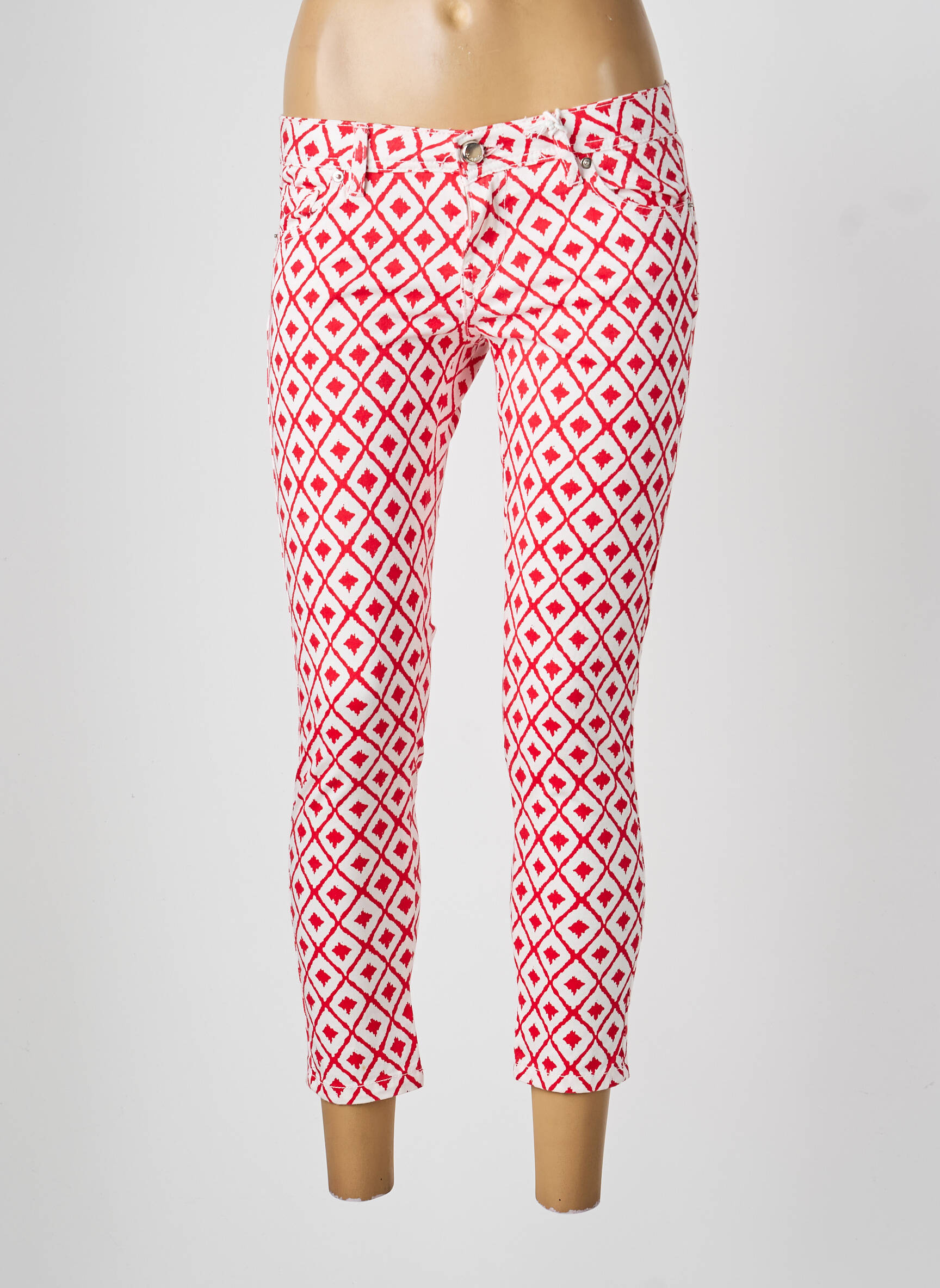 Pantalon 7/8 fermeture zippée sous rabat boutonné rouge GAUDI femme