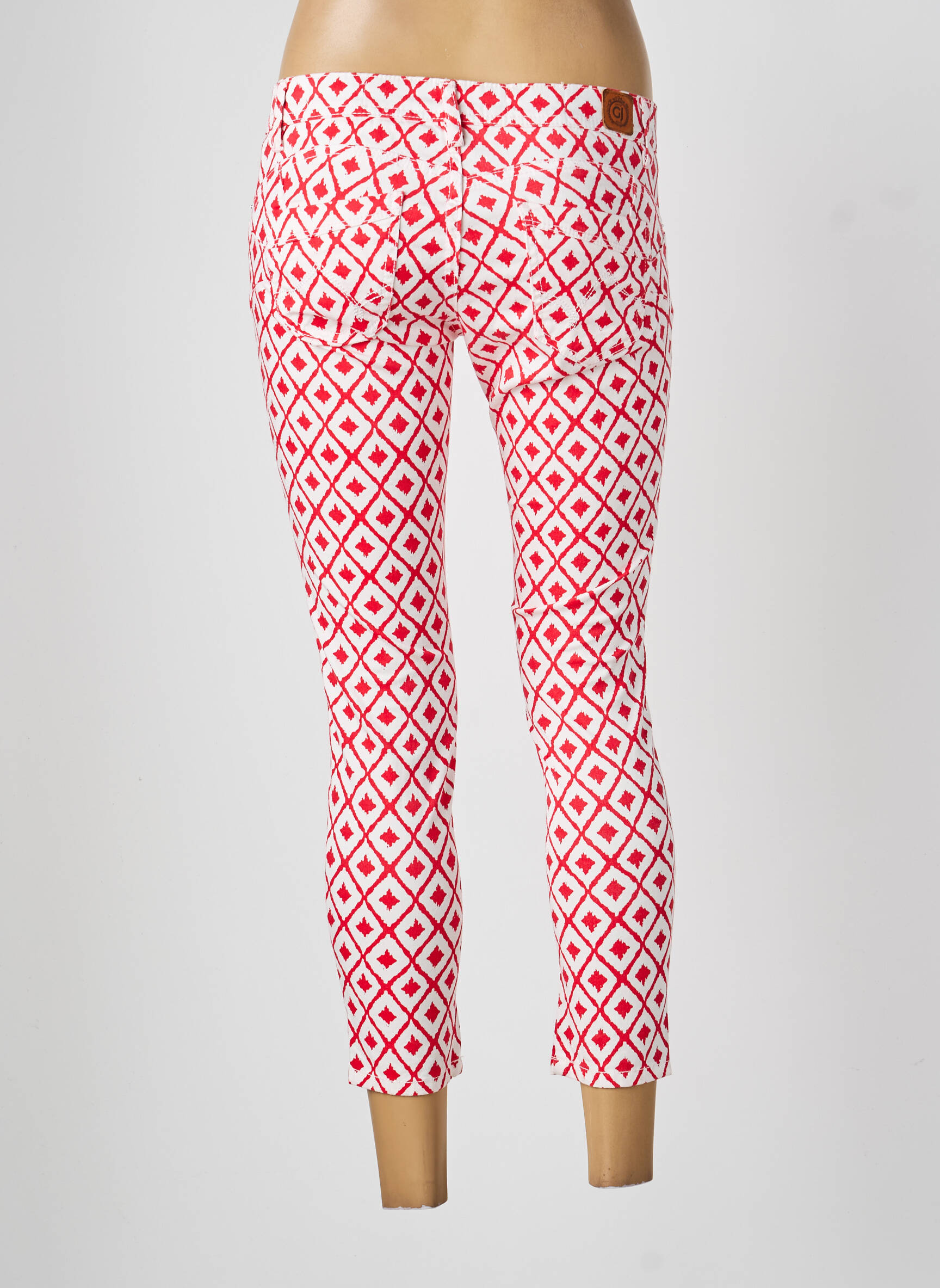 Pantalon 7/8 fermeture zippée sous rabat boutonné rouge GAUDI femme