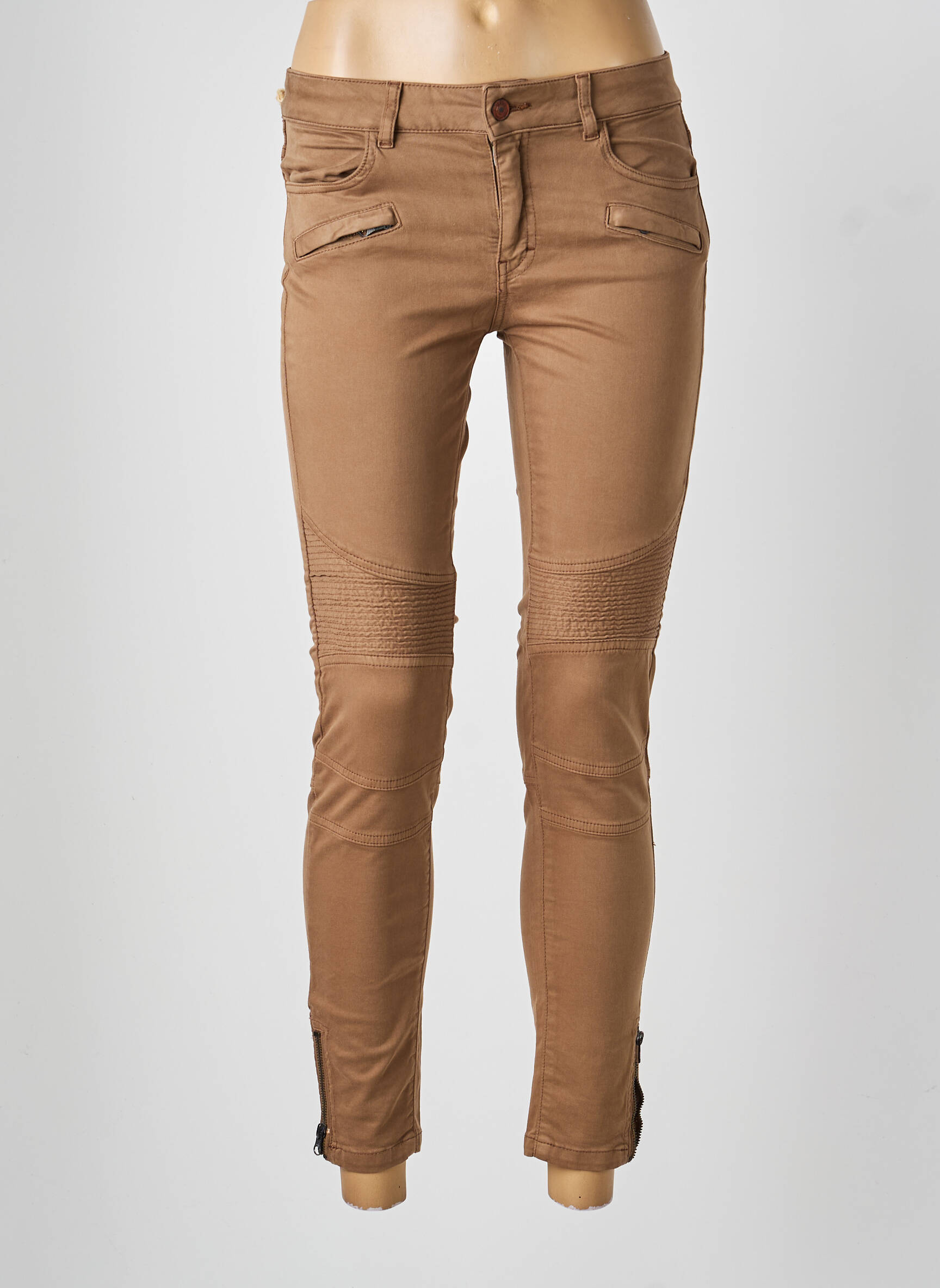 Pantalon slim poches marron FIVE femme