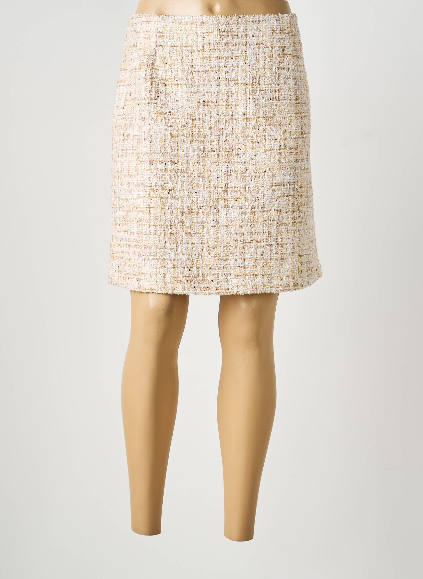 Jupe courte coupe droite beige RINO & PELLE femme