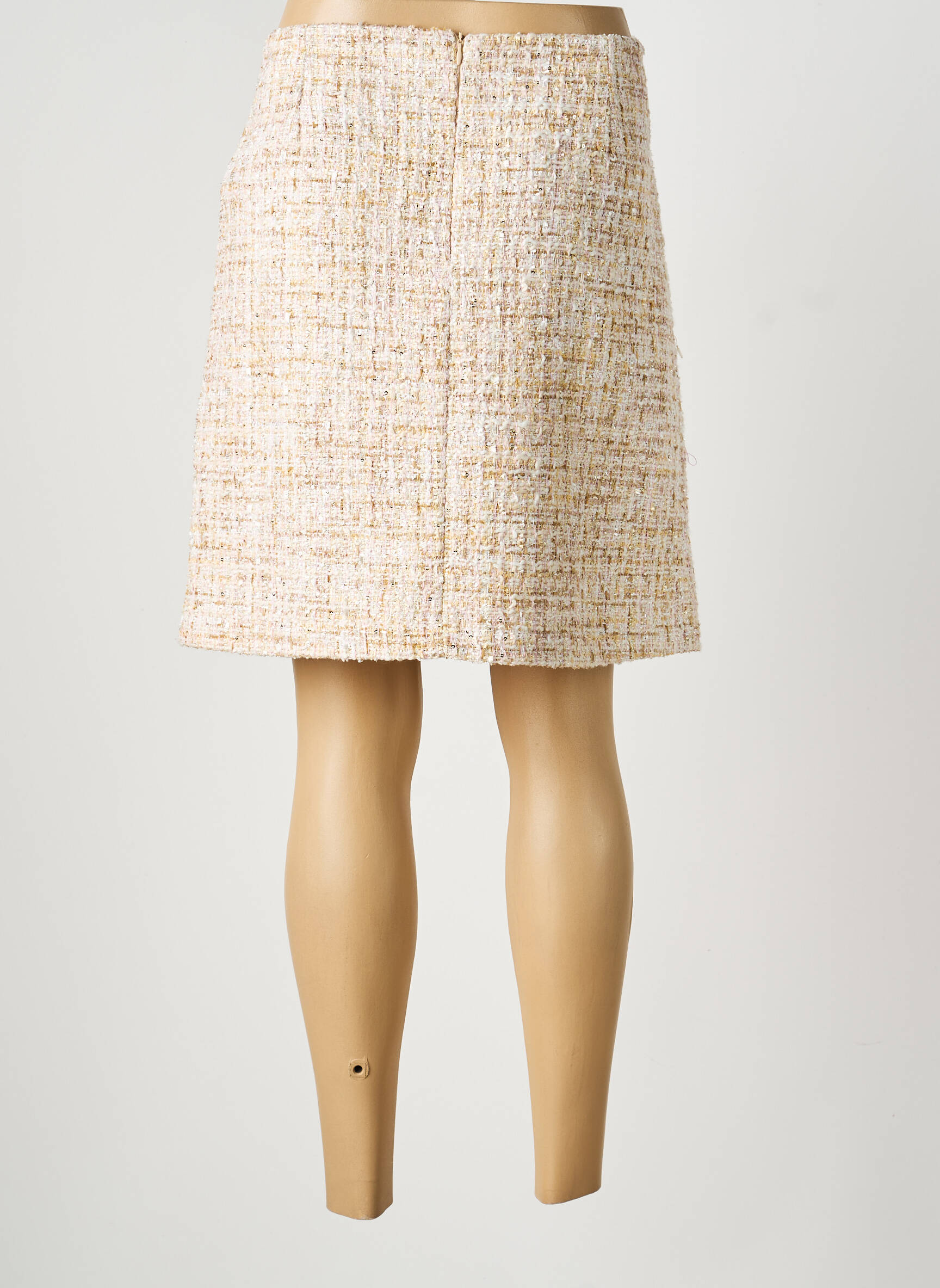 Jupe courte coupe droite beige RINO & PELLE femme