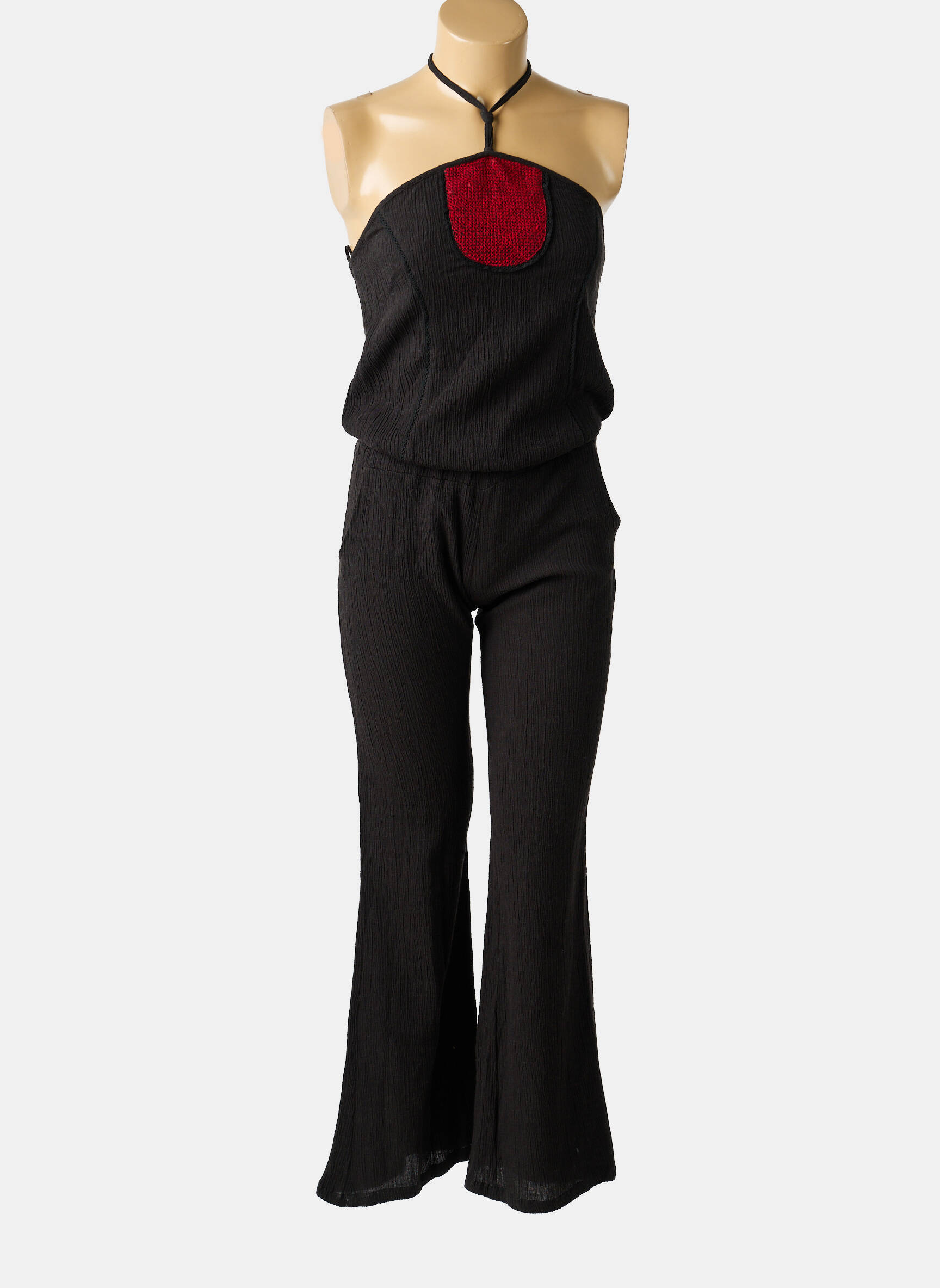 Combi-pantalon tissage crêpe sans manche noir BELAIR femme