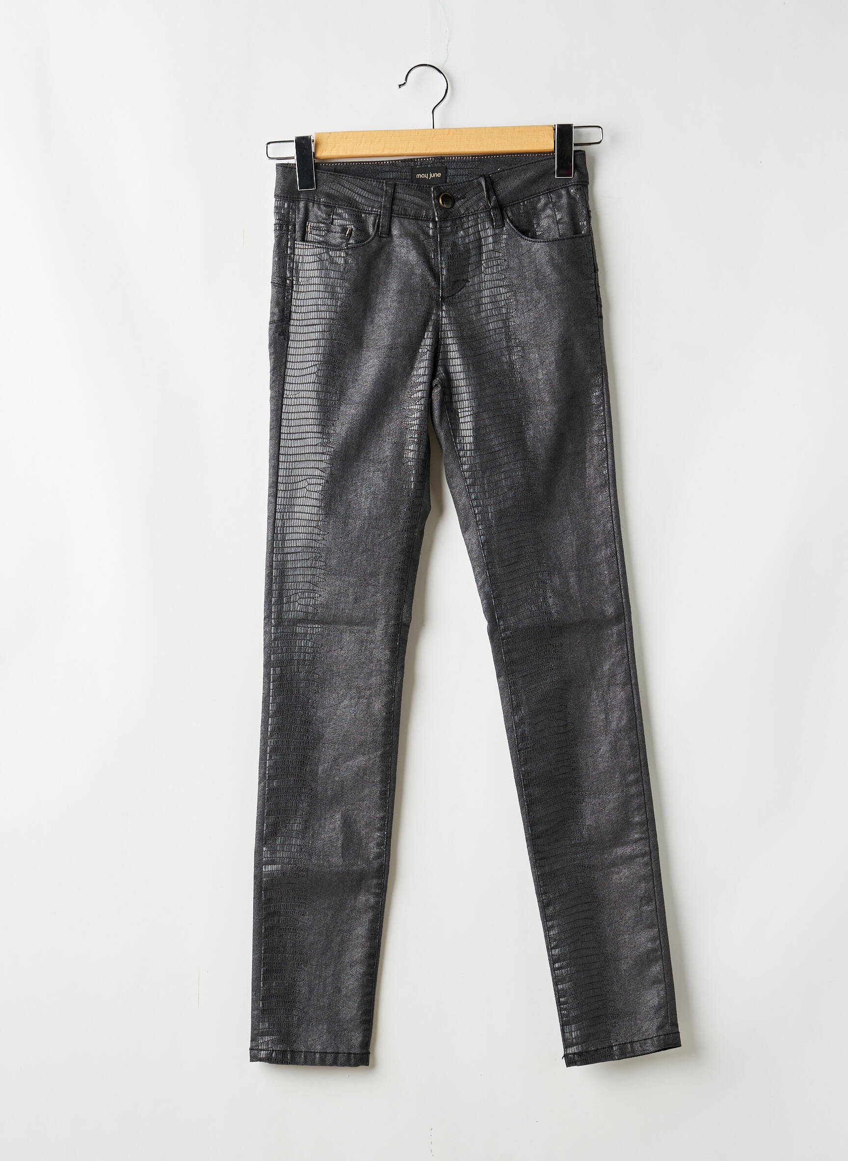 Pantalon slim tissage enduit taille normale noir MAYJUNE femme