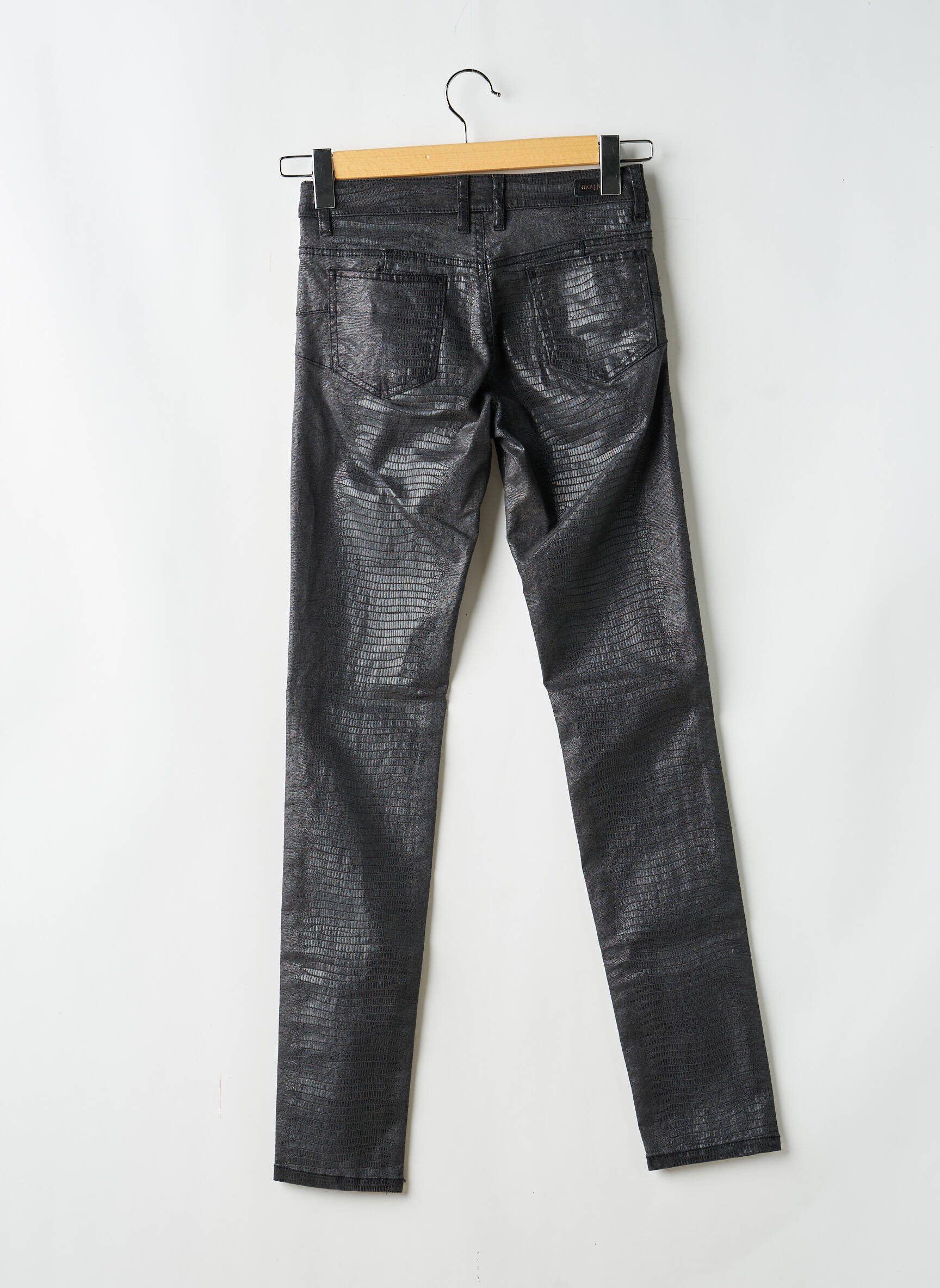 Pantalon slim tissage enduit taille normale noir MAYJUNE femme