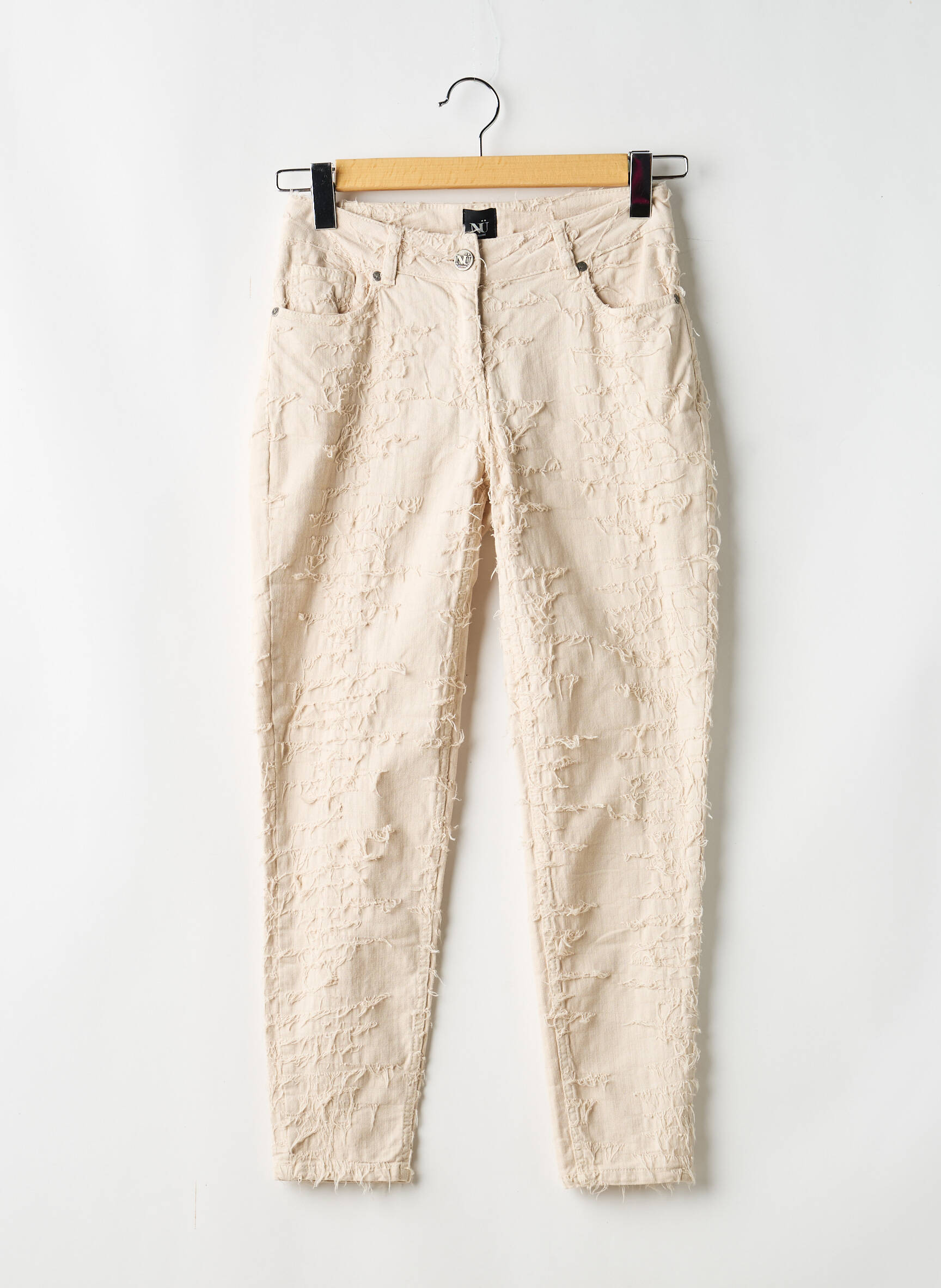 Jeans coupe slim taille normale taille normale beige NÜ femme