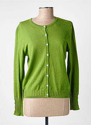 Gilet manches longues col rond vert MARBLE femme