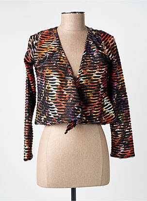 Gilet manches longues col v noir POISSONS BLANCS femme
