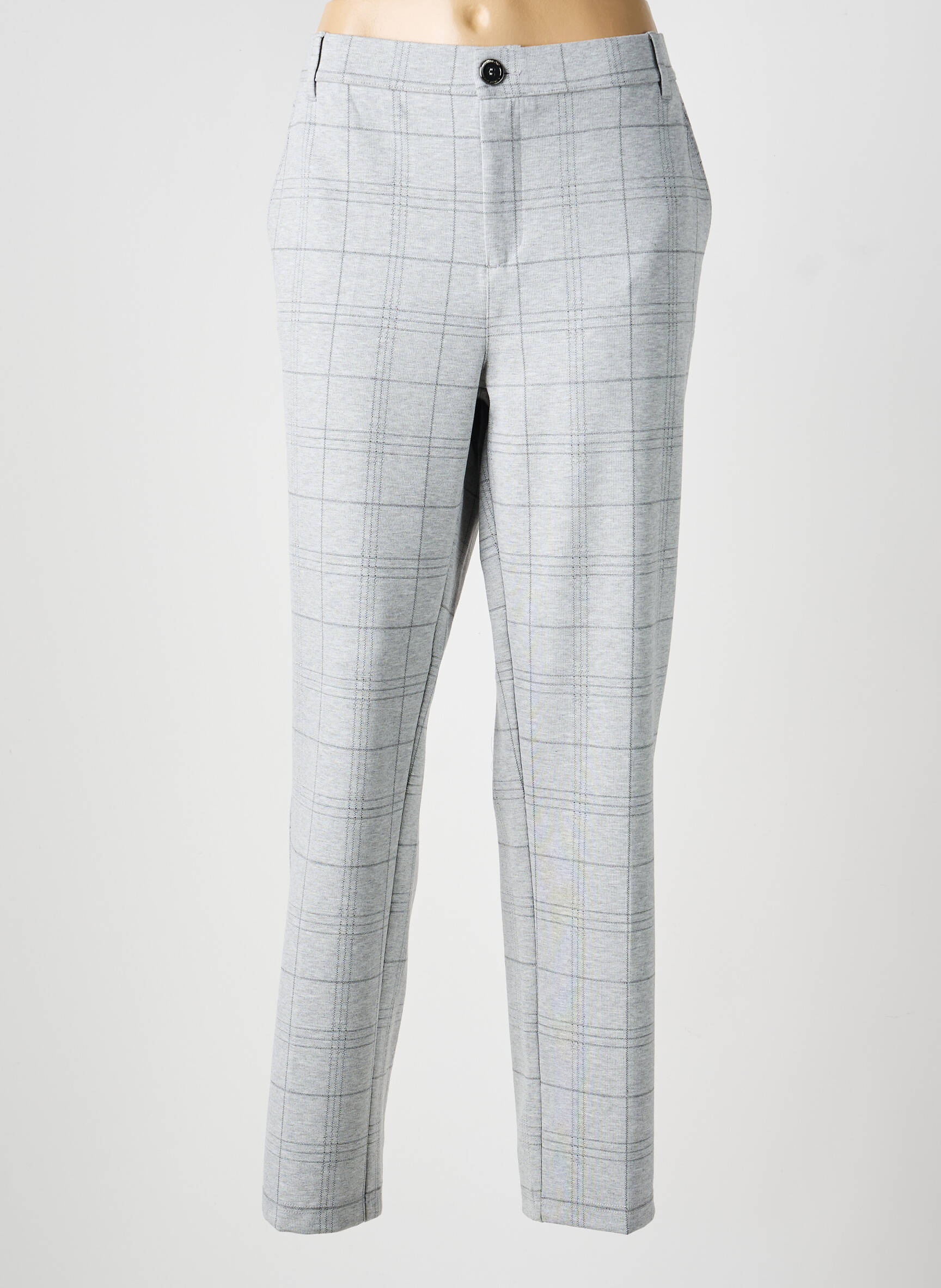 Pantalon chino fermeture zippée sous rabat boutonné taille normale gris STREET ONE femme