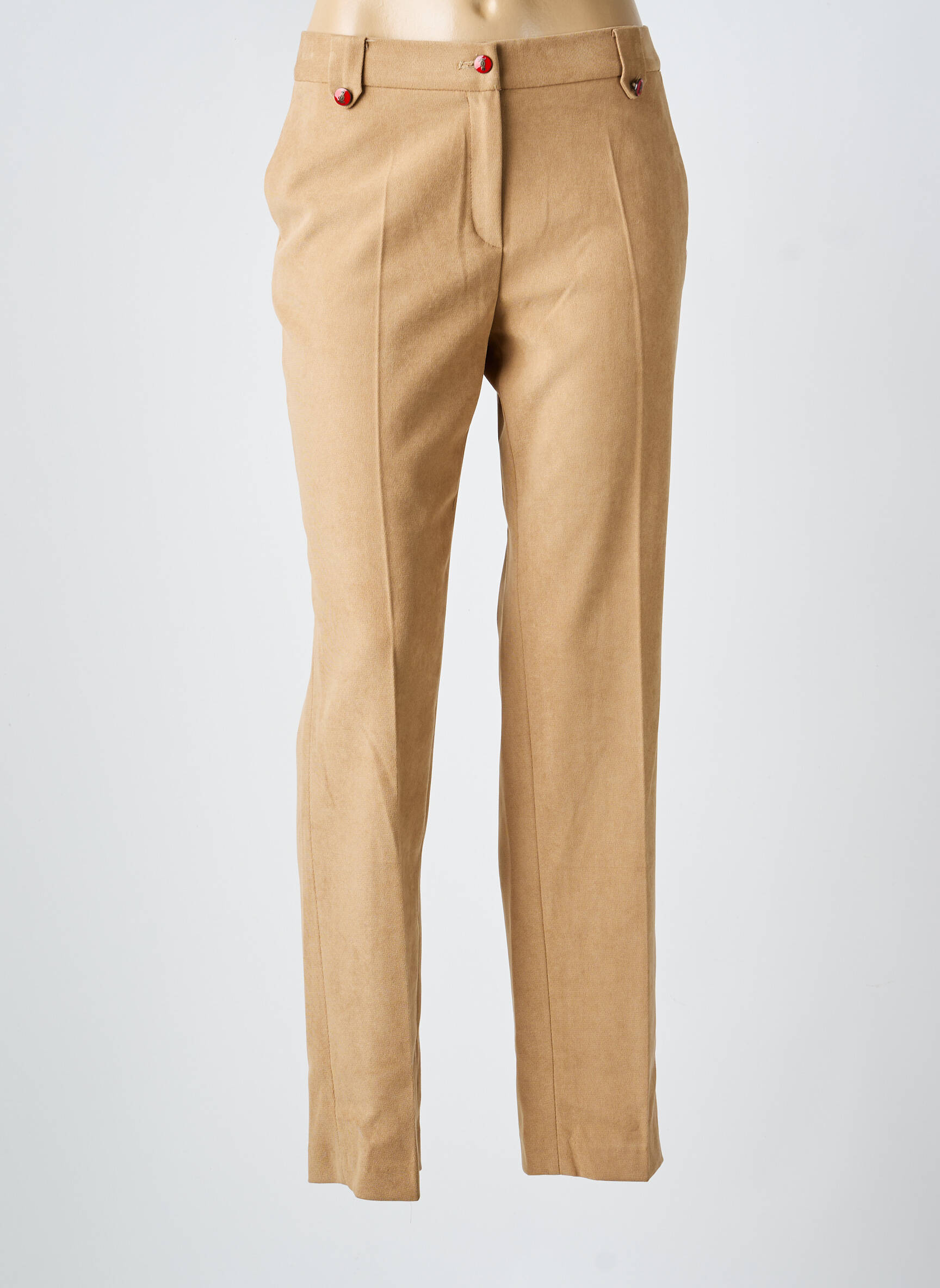 Pantalon chino fermeture zippée sous rabat boutonné taille normale beige BARILOCHE femme