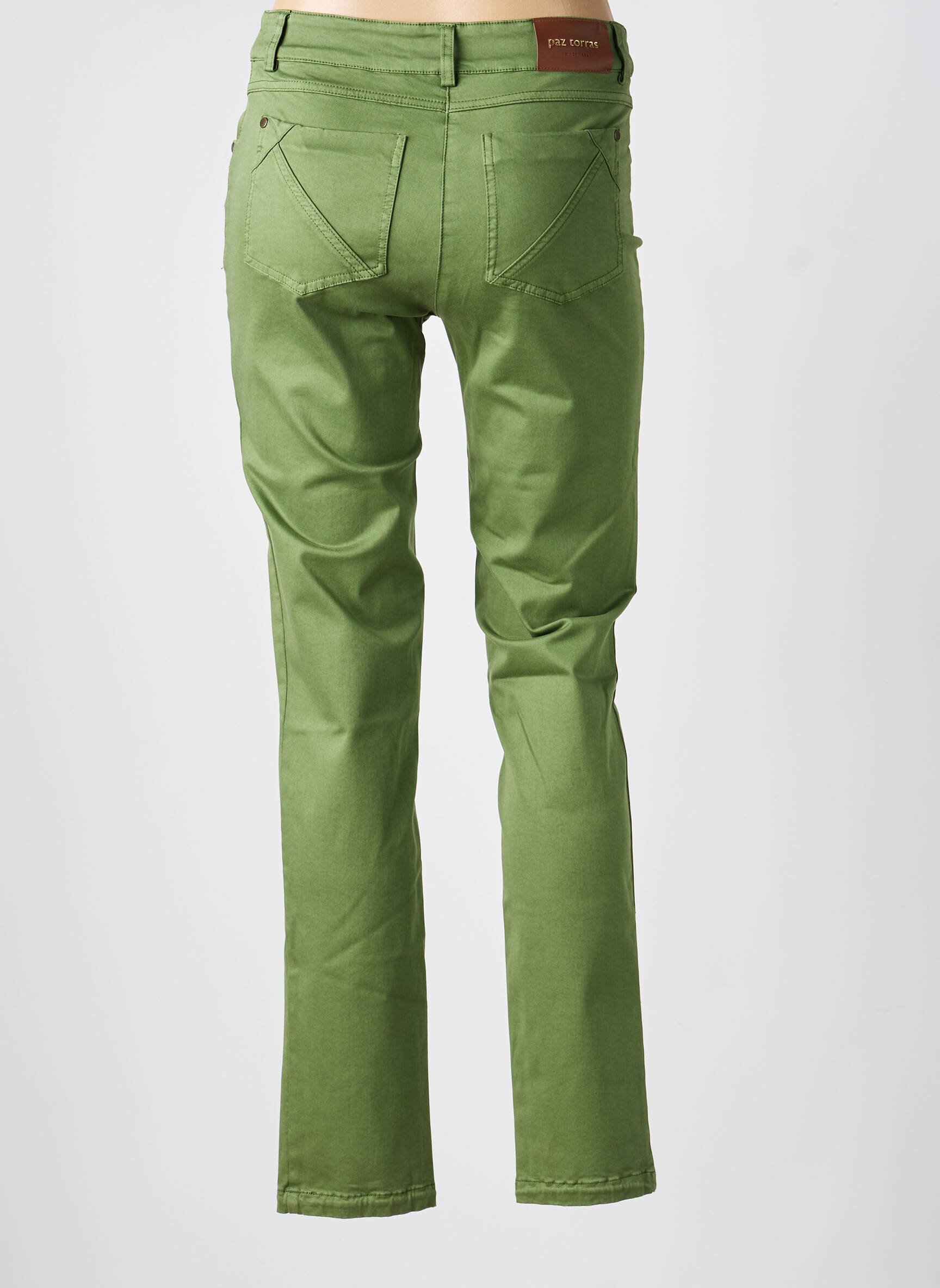 Pantalon slim tissage popeline taille normale vert PAZ TORRAS femme