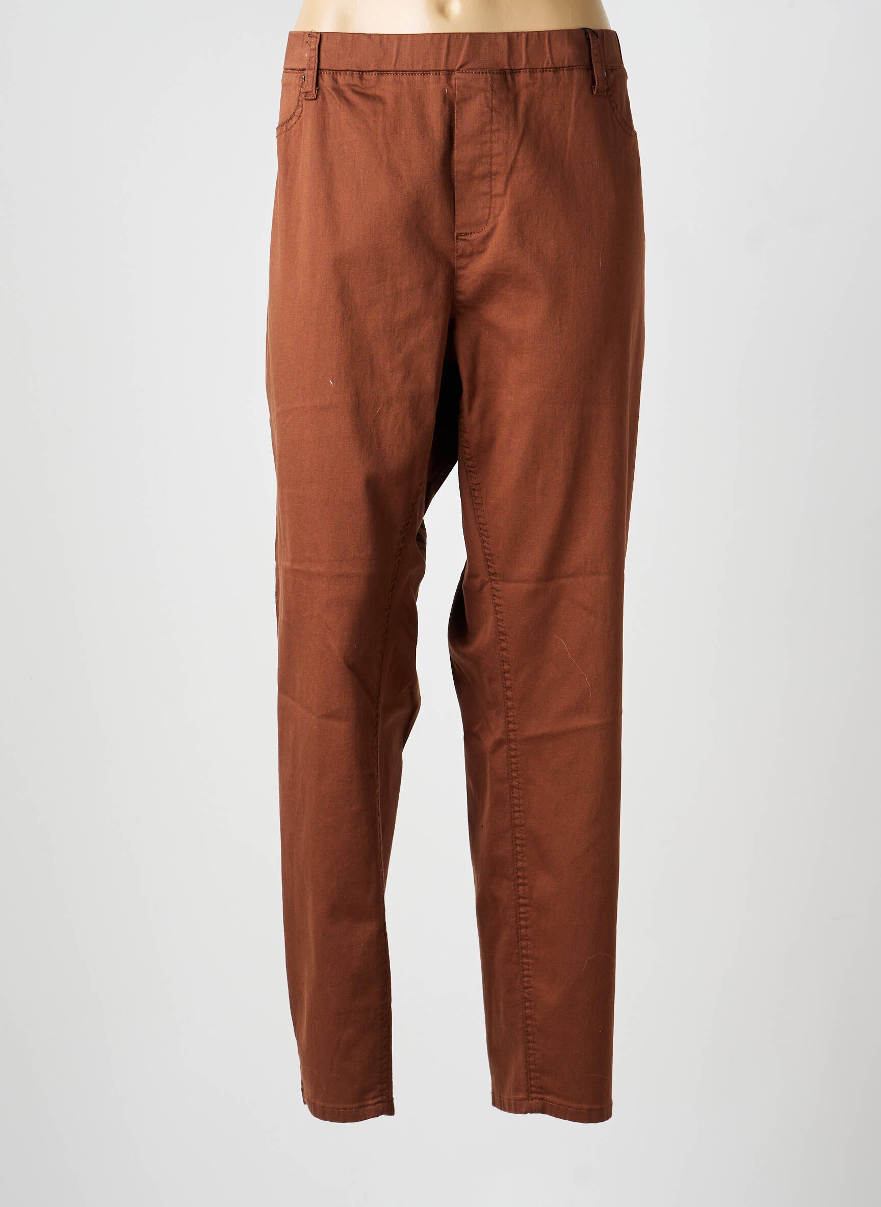 Pantalon droit tissage popeline taille normale marron CISO femme