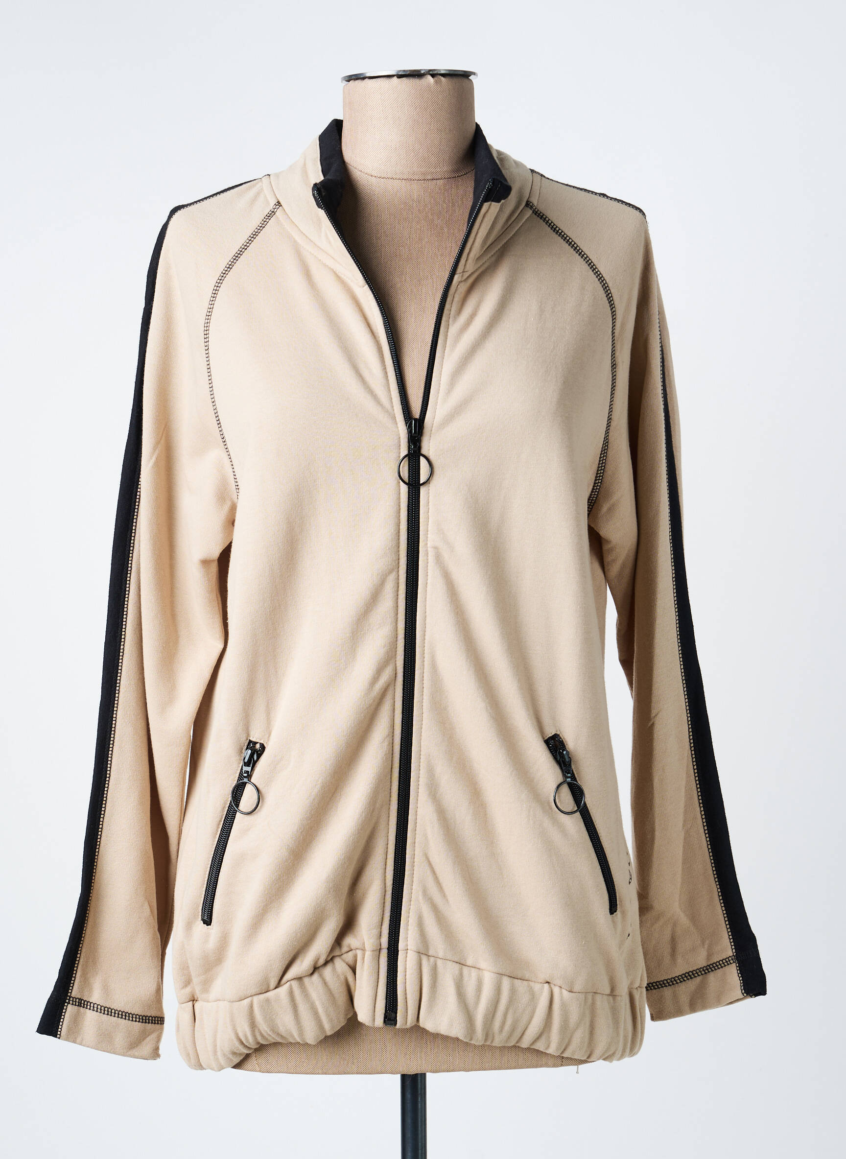 Veste casual fermeture zippée sur le devant beige JOY OF LIFE femme