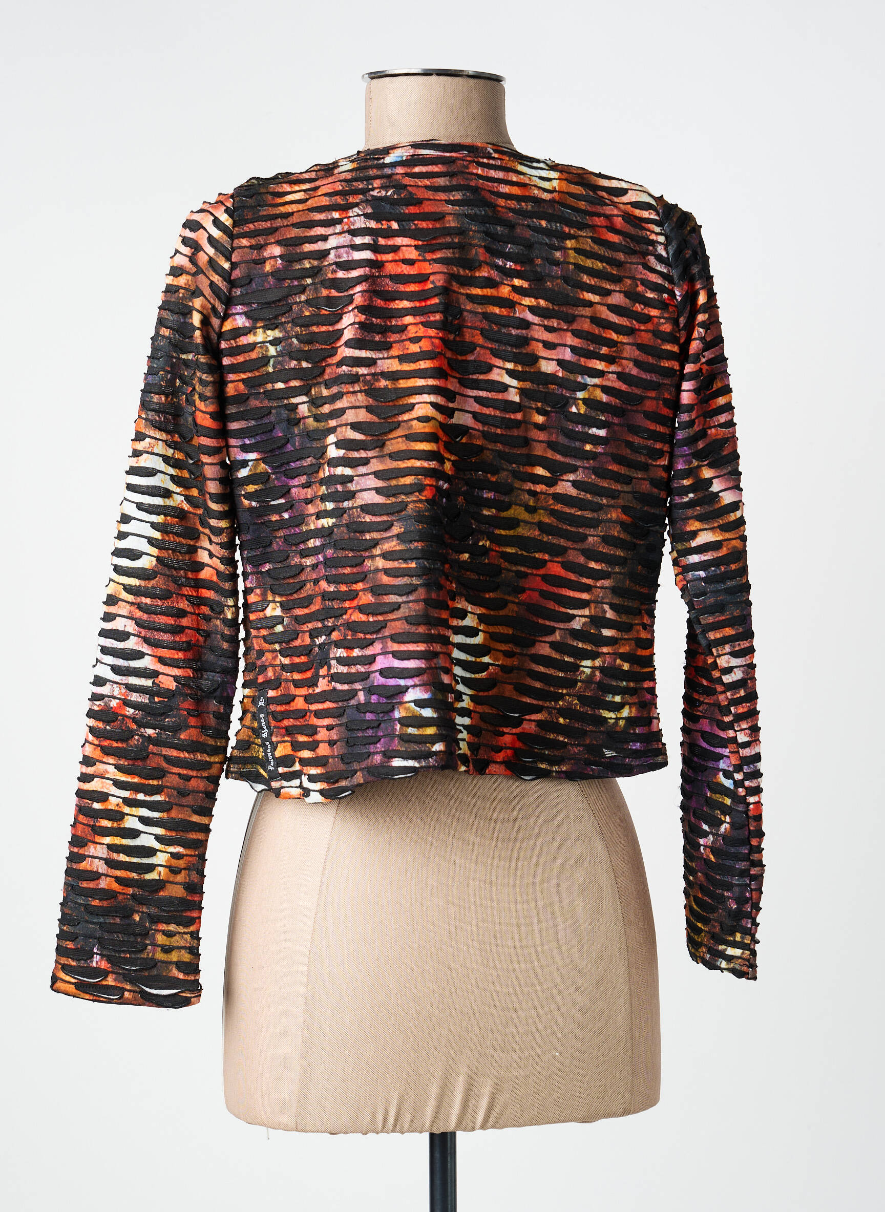 Gilet manches longues col v noir POISSONS BLANCS femme