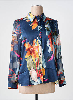 Chemisier imprimé fleurs manches longues bleu GREGORY PAT femme