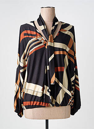 Blouse imprimé fantaisie manches longues noir K-DESIGN femme