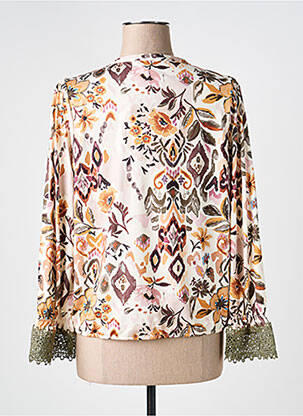 Blouse imprimé fleurs manches longues beige K-DESIGN femme