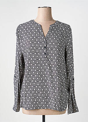 Blouse tissage popeline manches longues noir CECIL femme