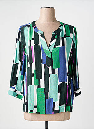 Blouse tissage popeline manches 3/4 vert CECIL femme