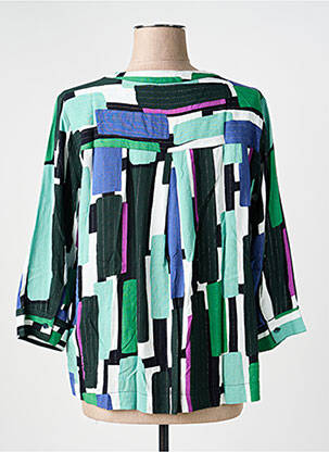 Blouse tissage popeline manches 3/4 vert CECIL femme