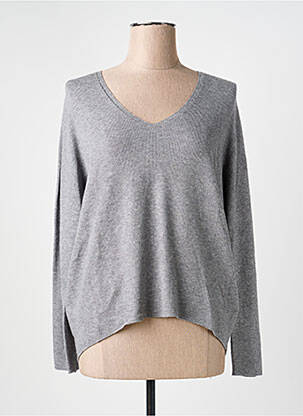 Pull tissage chiné manches longues gris OUI femme