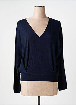 Pull col v manches longues bleu OUI femme